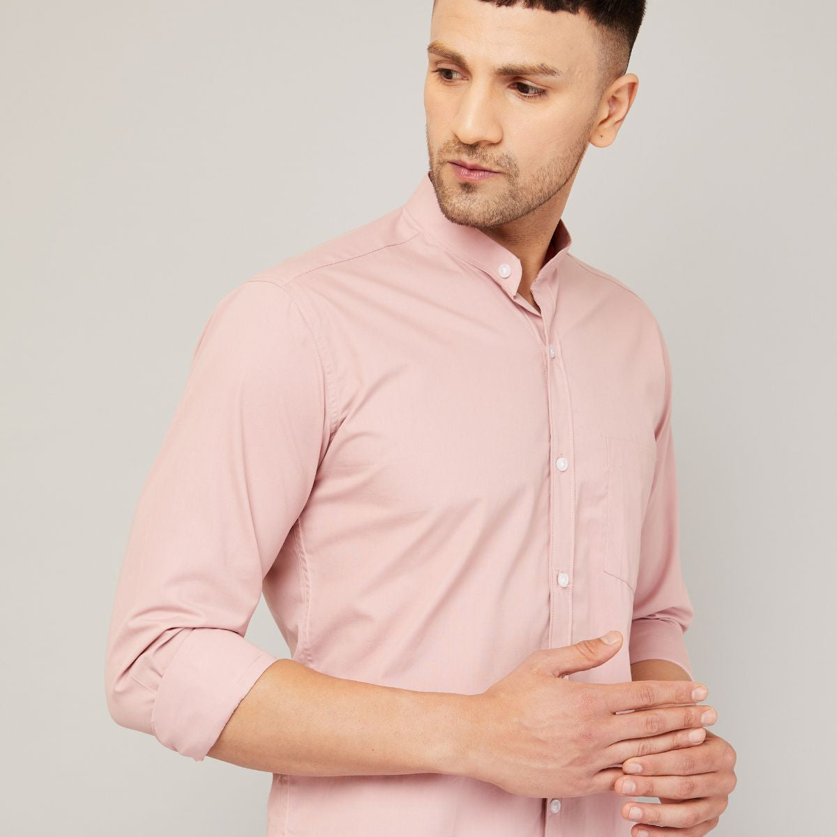 louren peach skin tailor collar shirt Toulour SS Woven Polo in Peach