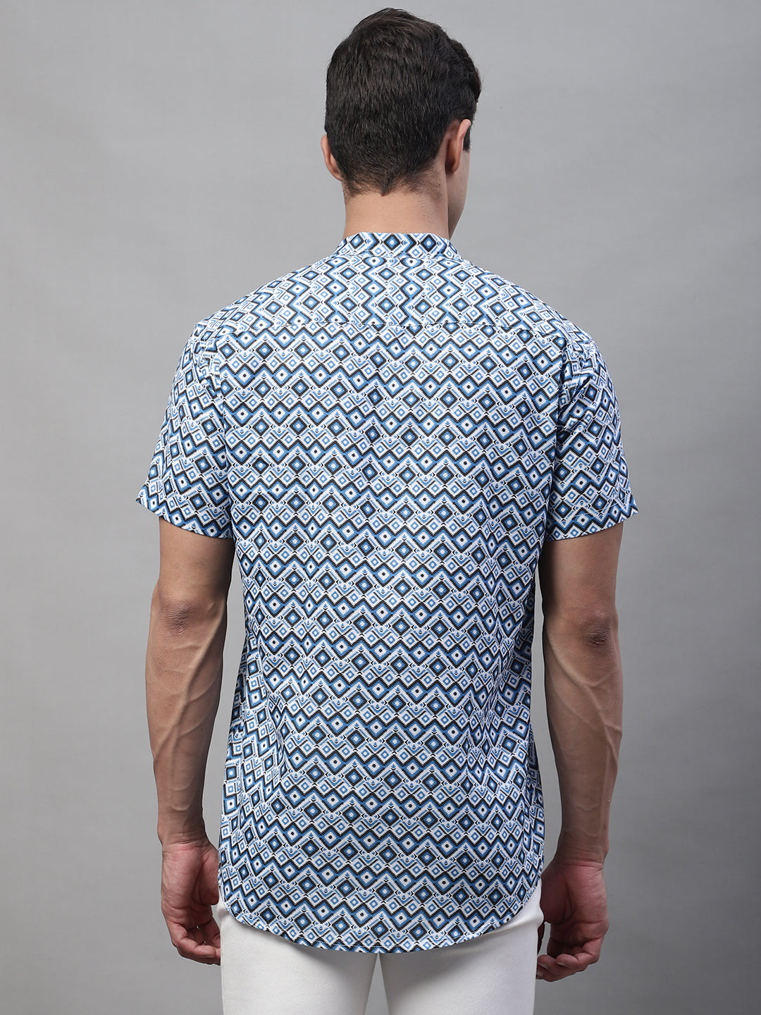 Louis Monarch Men Printed Blue Pure Cotton Straight Kurta