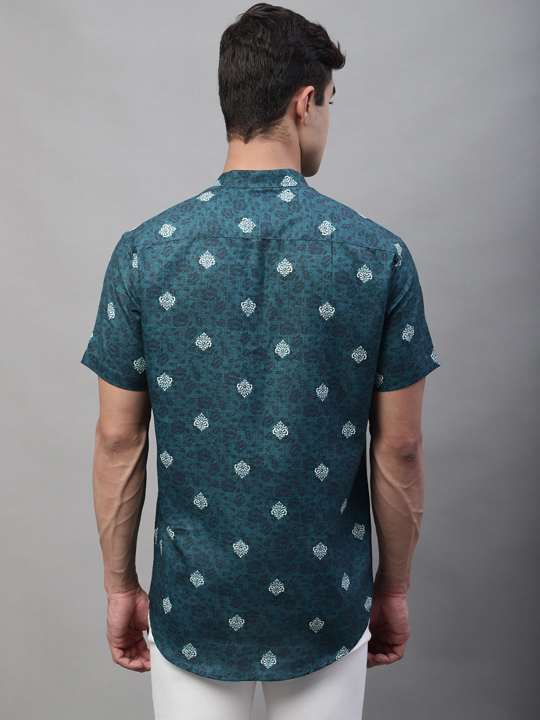 Louis Monarch Men Printed Green Pure Cotton Straight Kurta