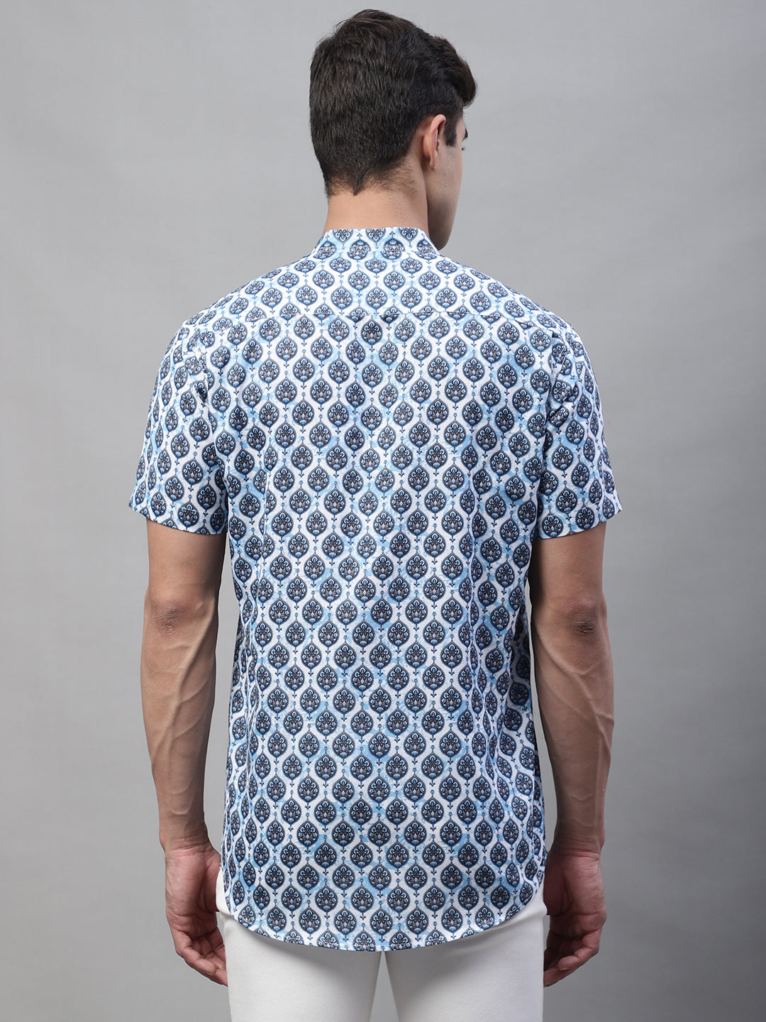 Louis Monarch Men Printed Grey Pure Cotton Straight Kurta