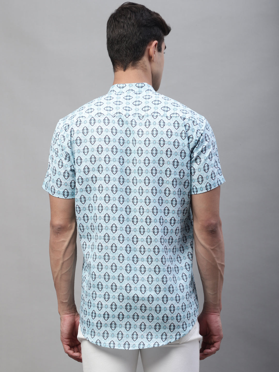 Louis Monarch Men Printed Blue Pure Cotton Straight Kurta