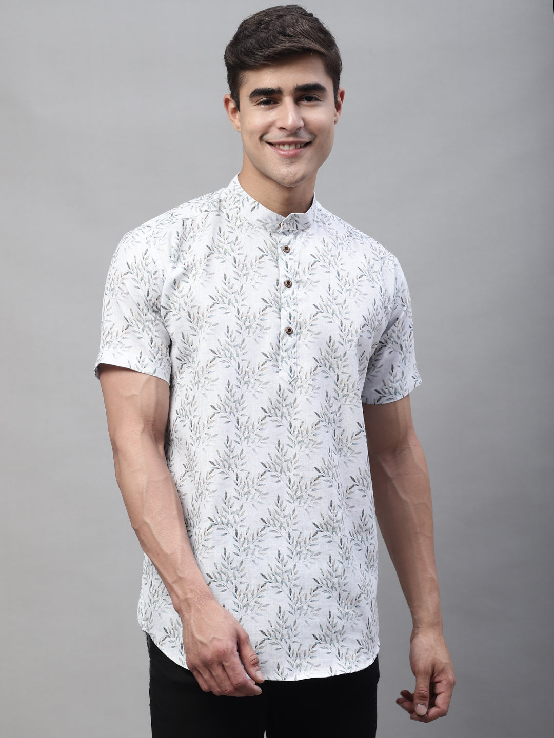 Louis Monarch Men Printed White Pure Cotton Straight Kurta