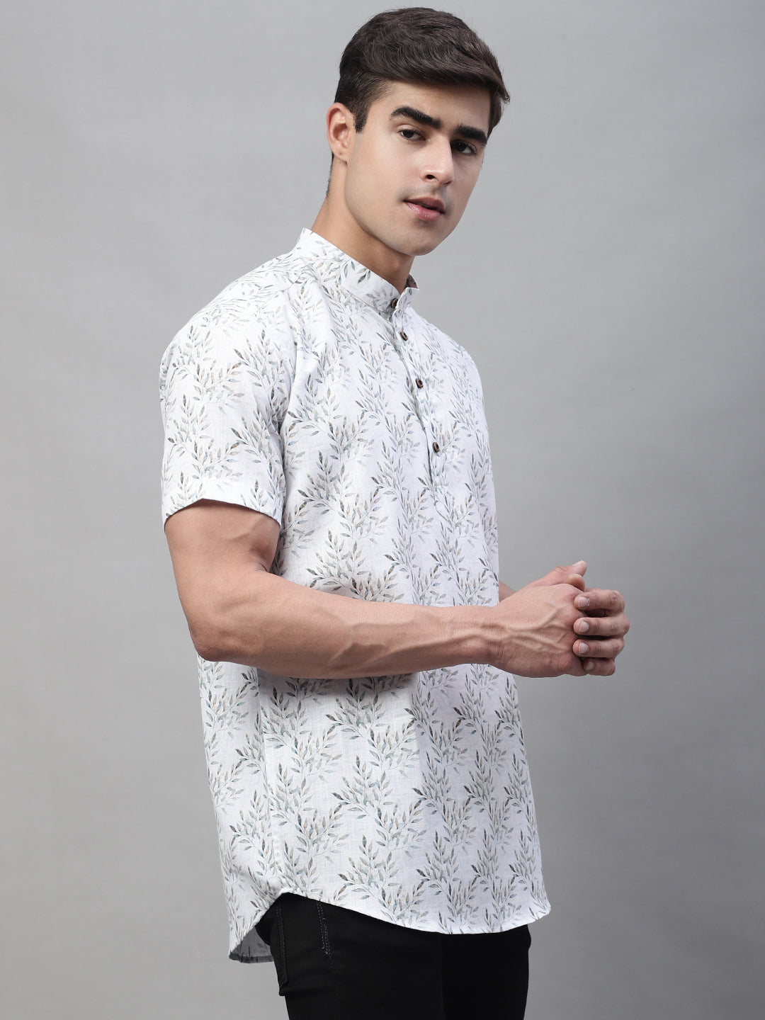 Louis Monarch Men Printed White Pure Cotton Straight Kurta
