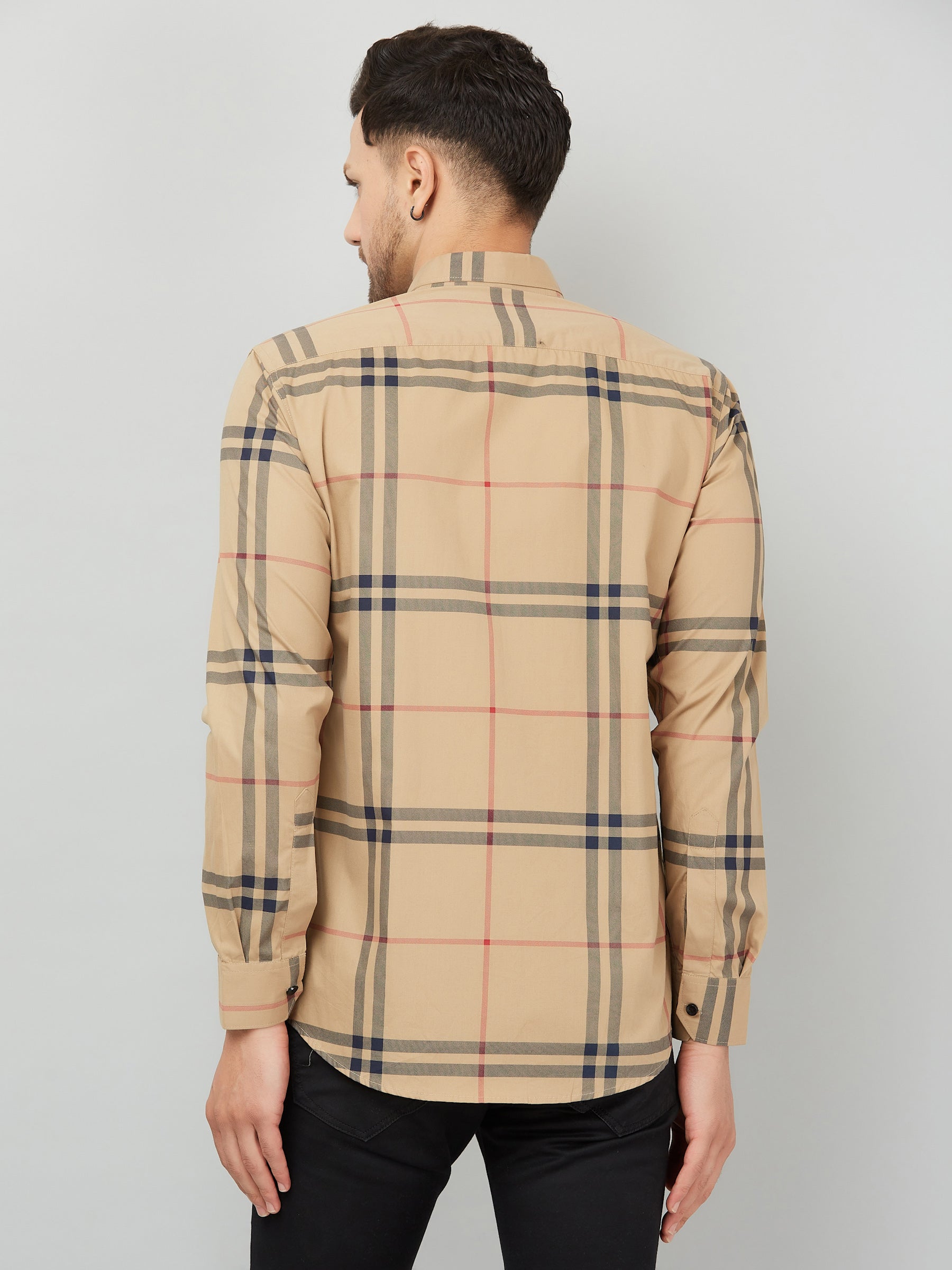 Louis Monarch Men Regular Fit Checked Yellow Spread Collar Casual Shirt