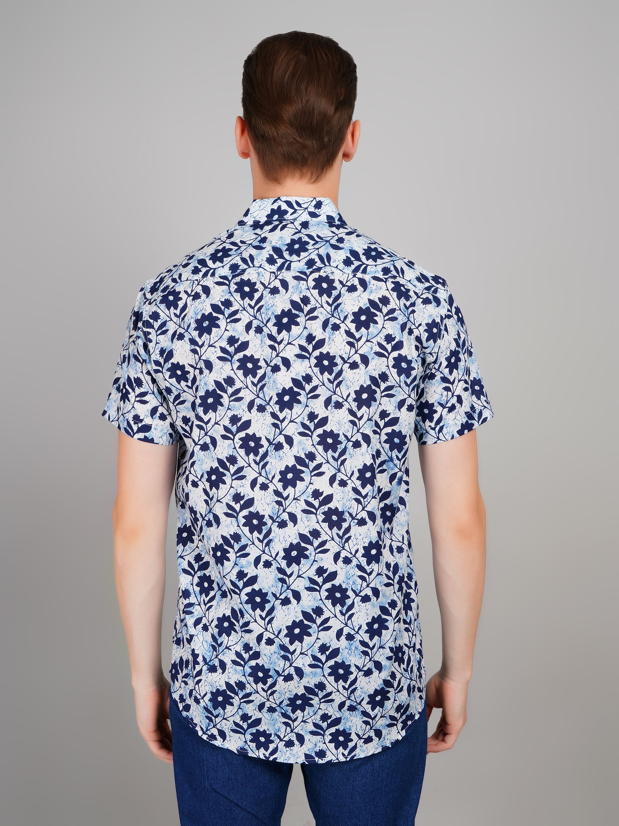 Louis Monarch Premium Jaipuri Printed Cotton Off White Half Sleeve Casual Shirt