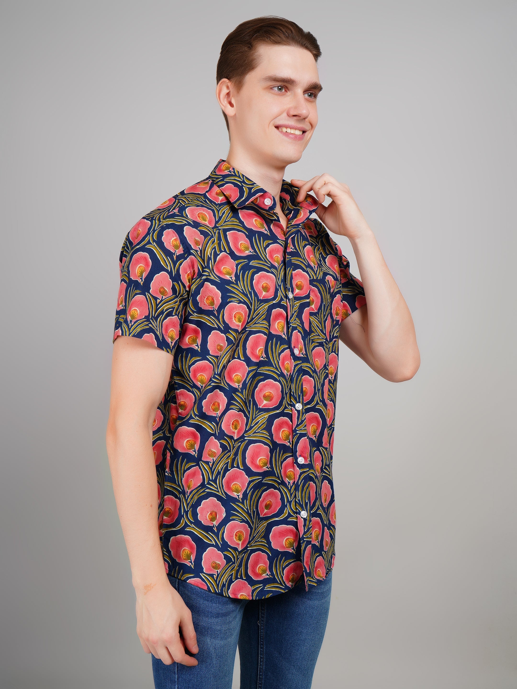 Louis Monarch Premium Jaipuri Printed Cotton Half Sleeve Casual Shirt