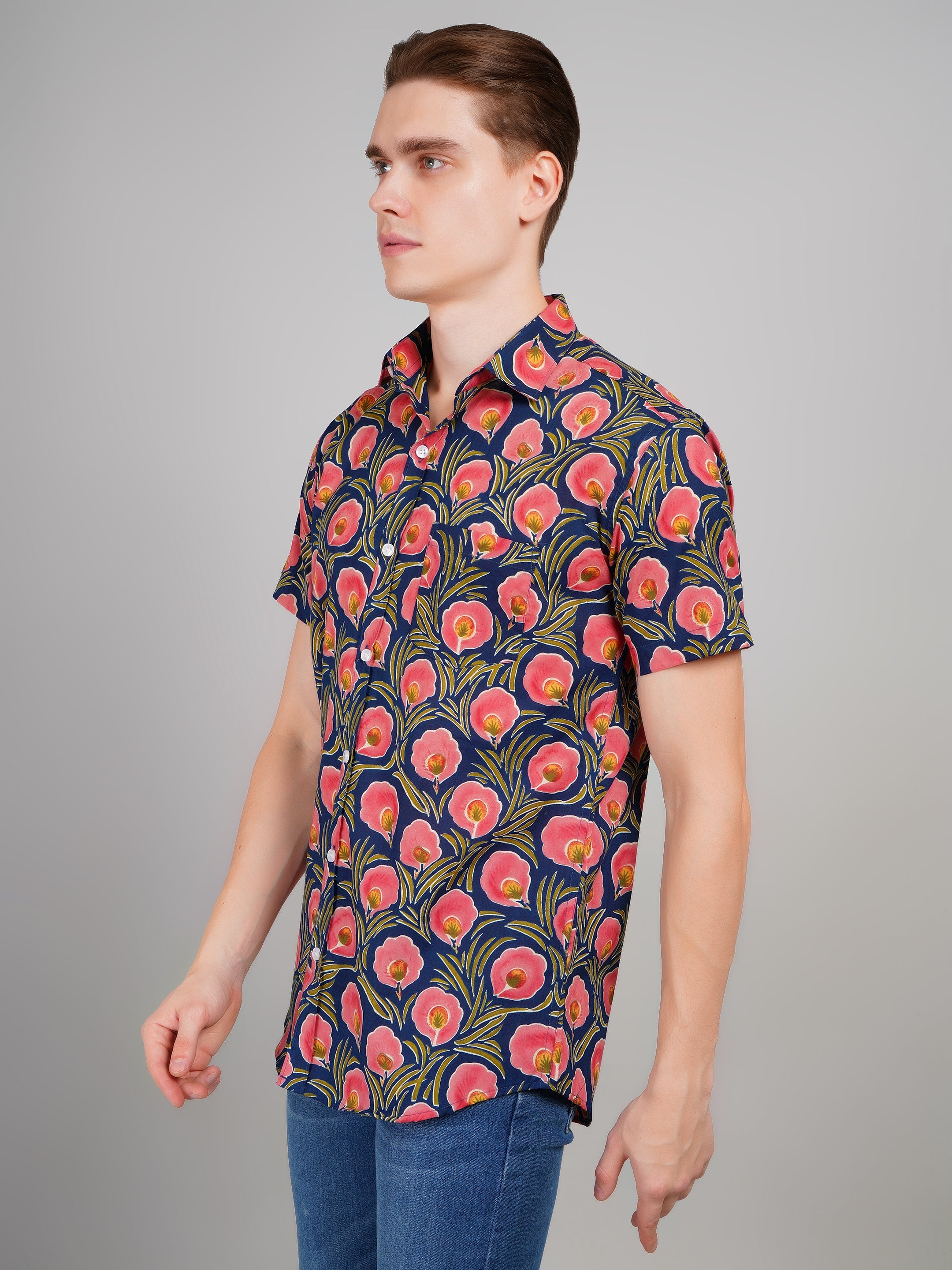 Louis Monarch Premium Jaipuri Printed Cotton Half Sleeve Casual Shirt
