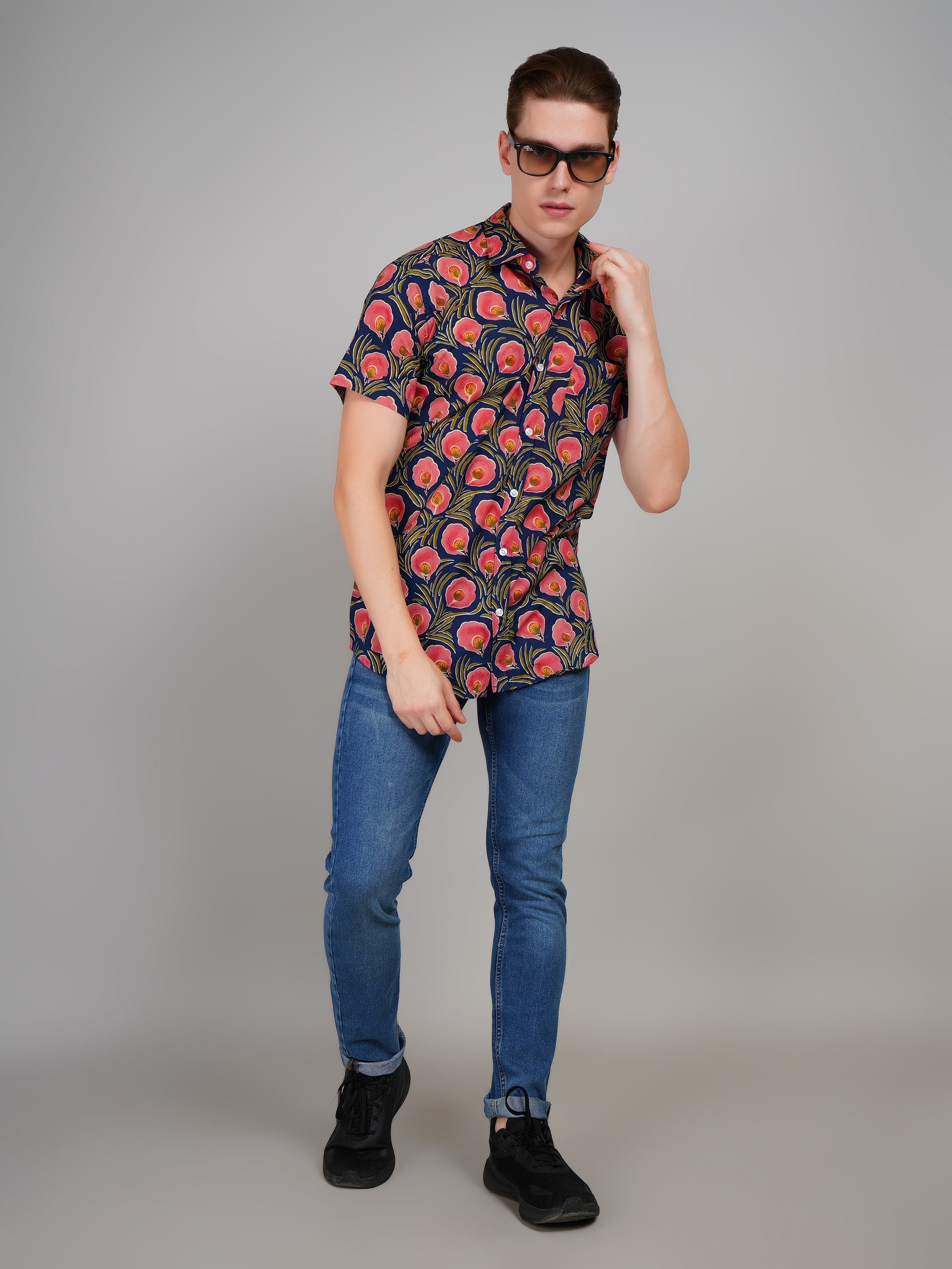 Louis Monarch Premium Jaipuri Printed Cotton Half Sleeve Casual Shirt