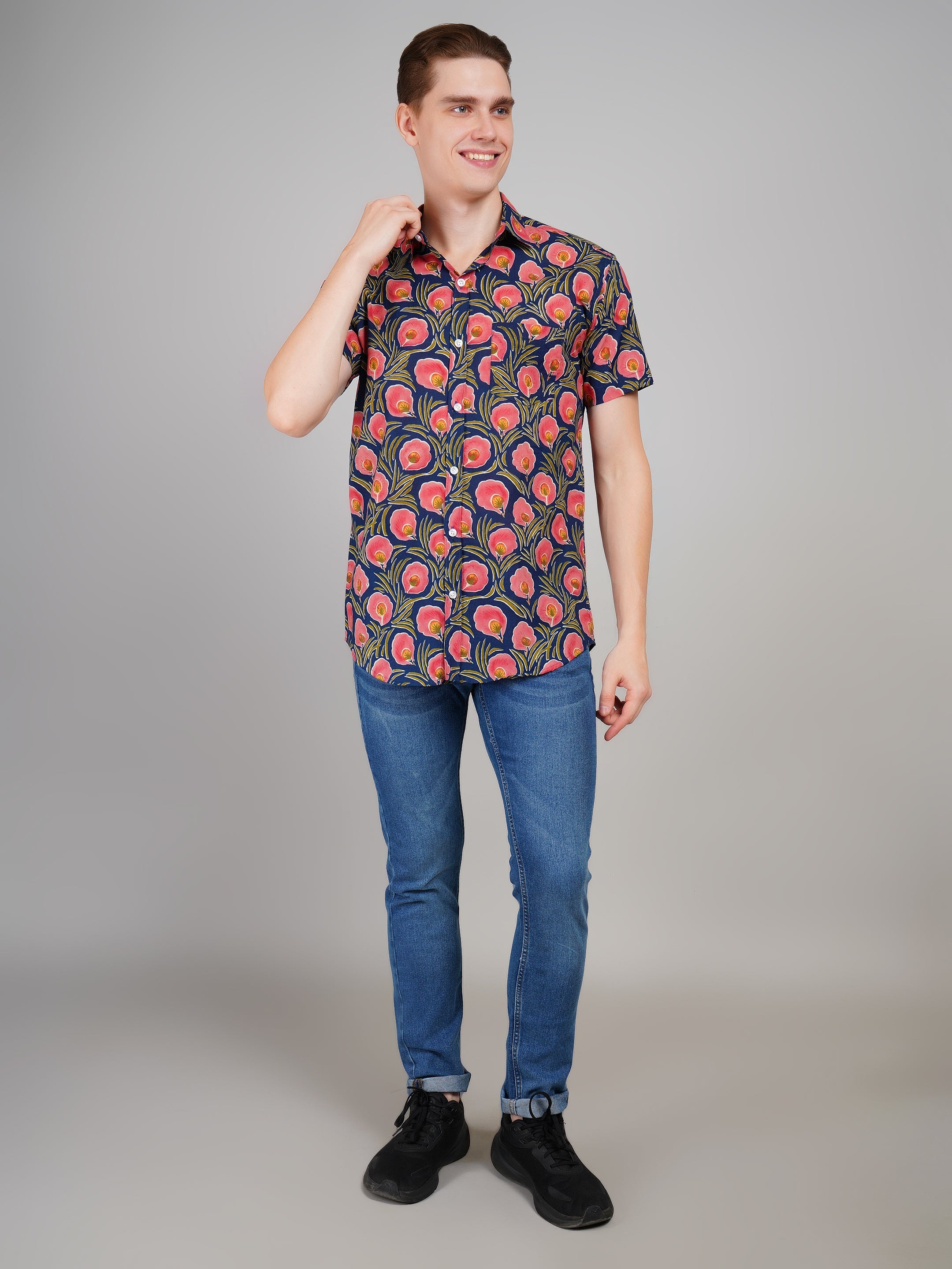 Louis Monarch Premium Jaipuri Printed Cotton Half Sleeve Casual Shirt