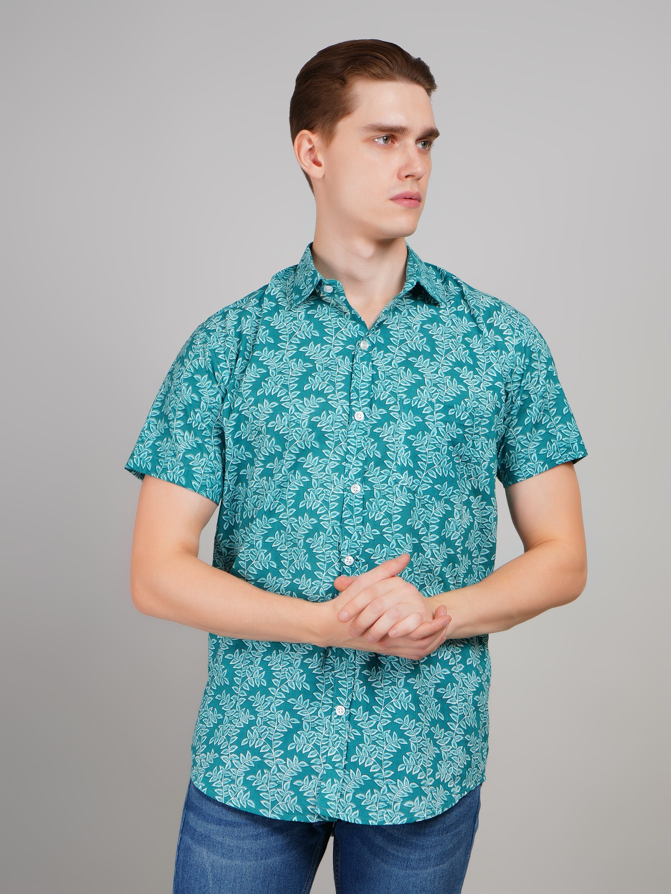 Louis Monarch Premium Jaipuri Printed Cotton Half Sleeve Casual Shirt