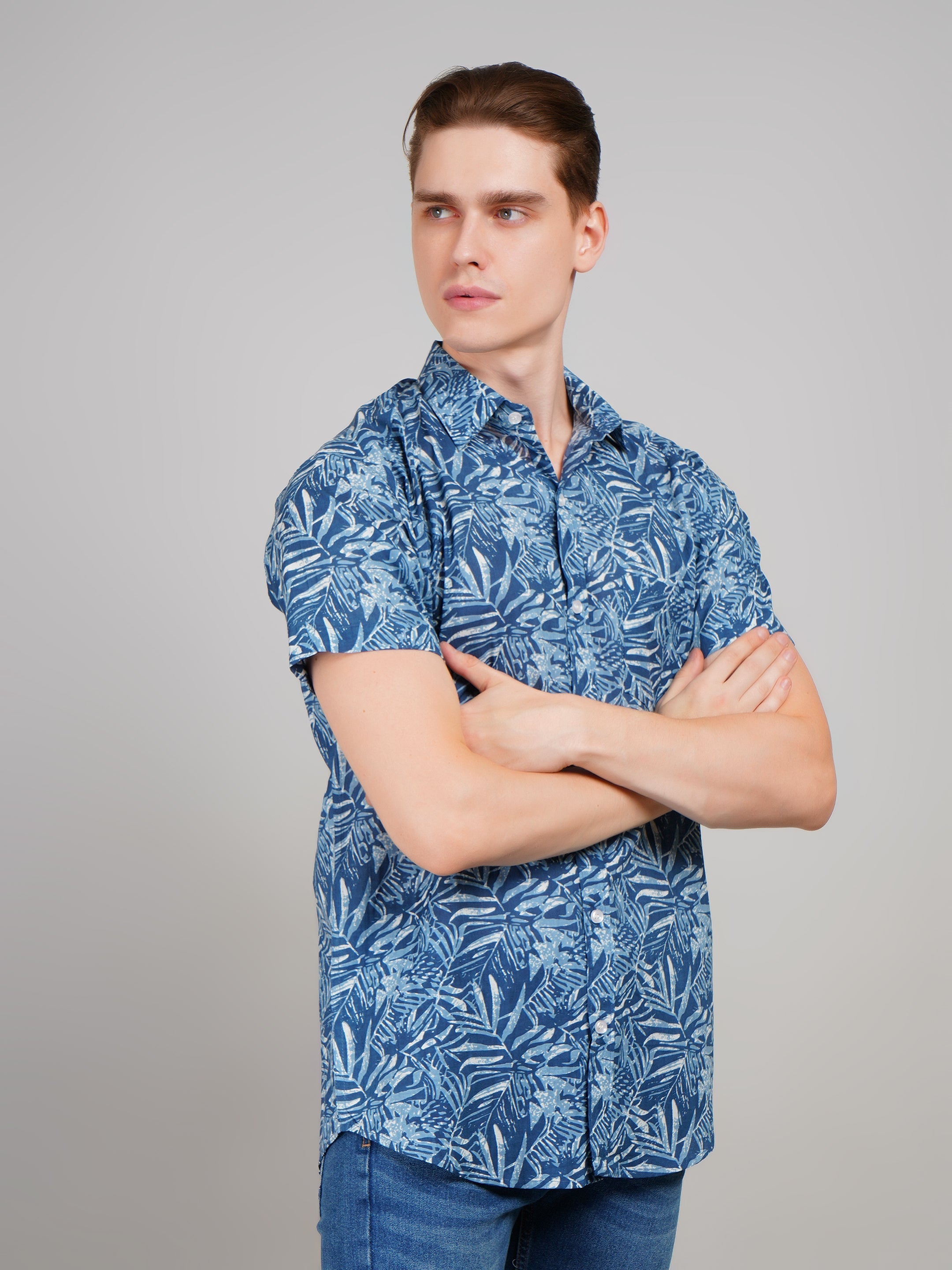 Louis Monarch Premium Jaipuri Printed Cotton Half Sleeve Casual Shirt