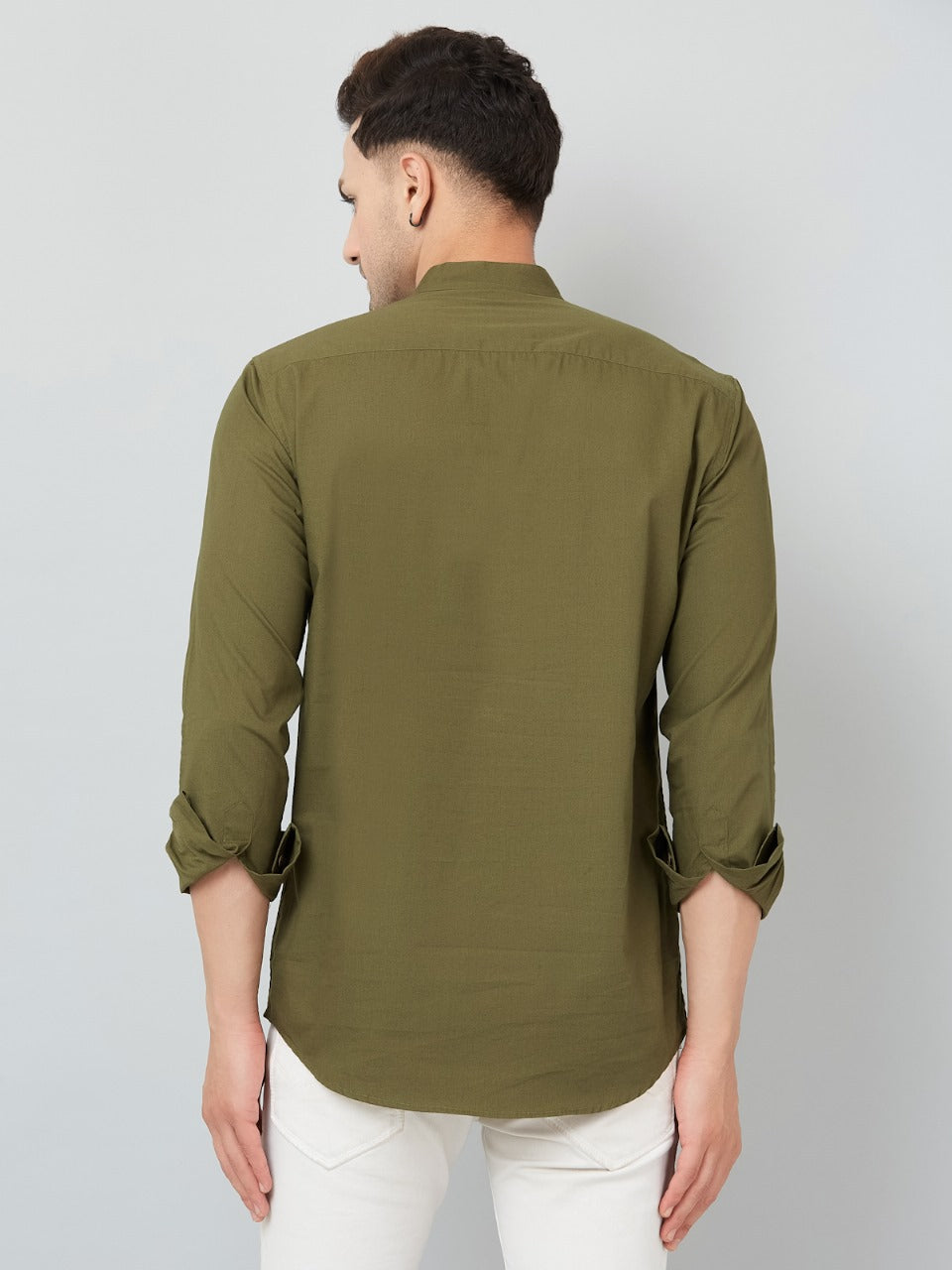 Louis Monarch Men Solid Green Pure Cotton Straight Short Kurta