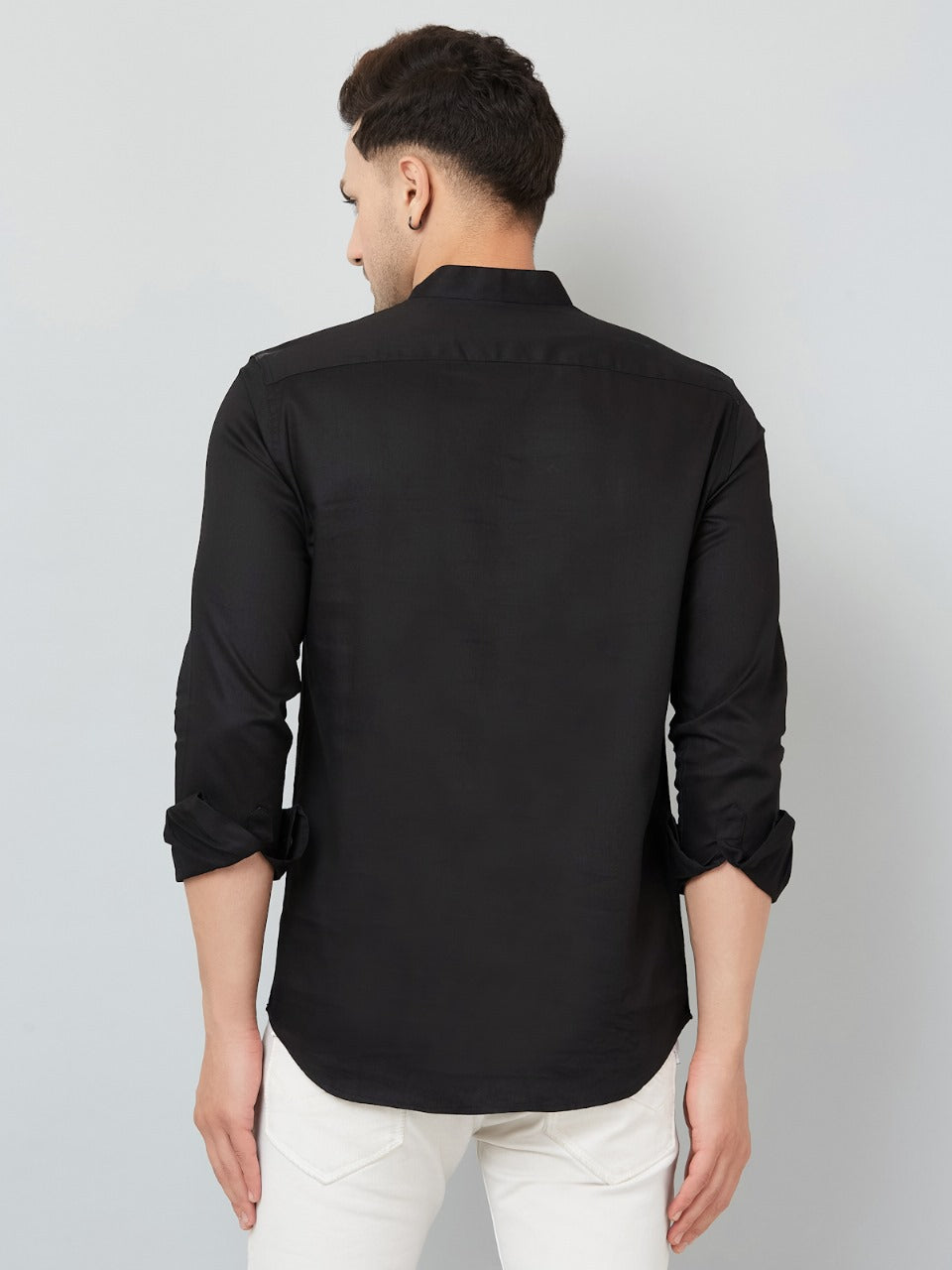 Louis Monarch Men Solid Black Pure Cotton Straight Short Kurta