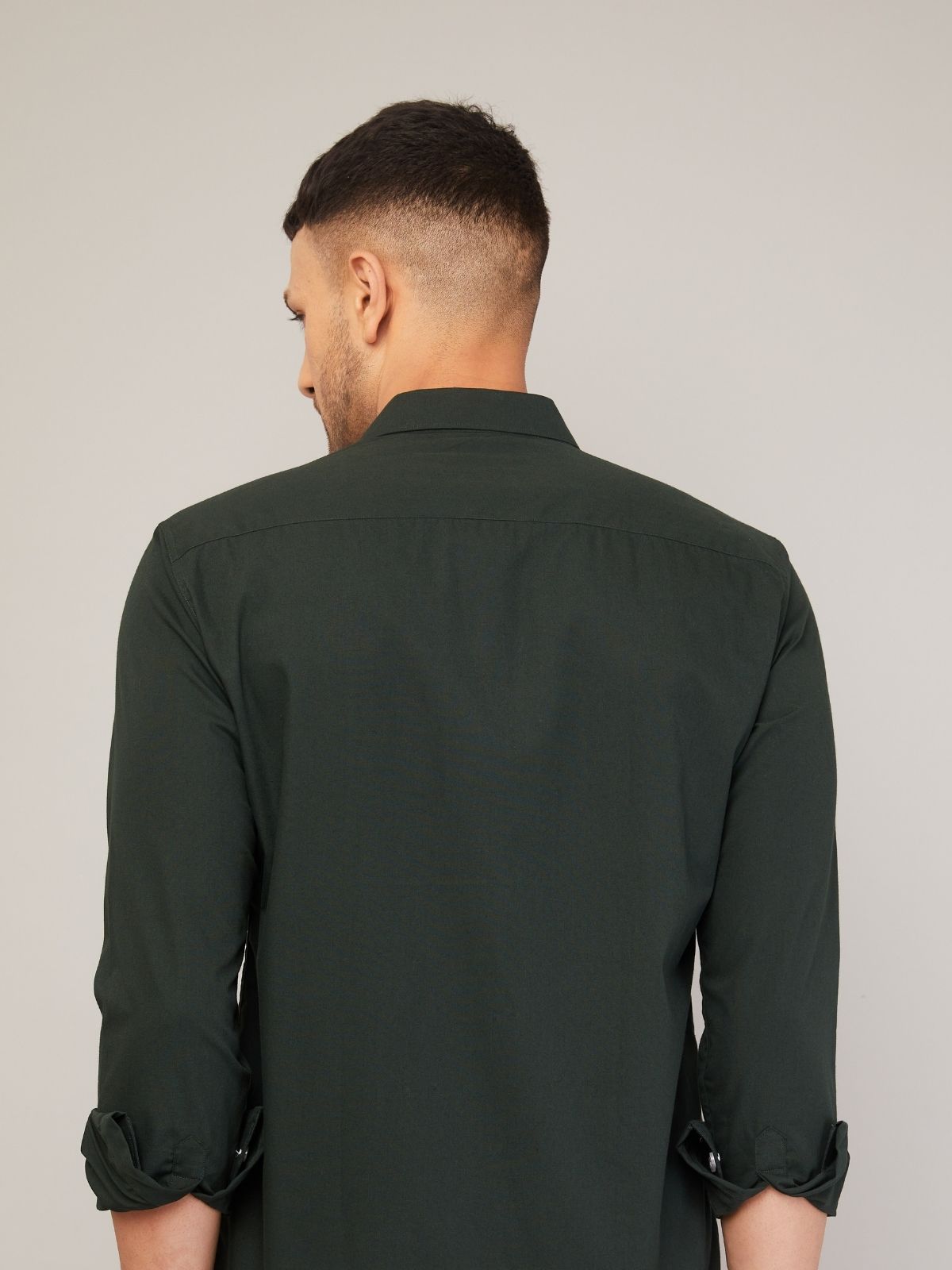 Louis Monarch Men Regular Fit Solid Spread  Collar Casual Dark Green Color Shirt