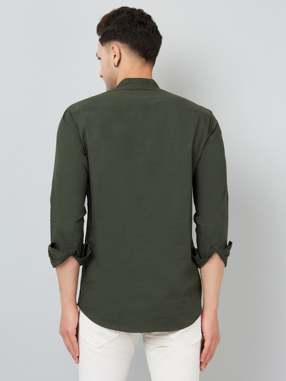 Louis Monarch Men Solid Green Pure Cotton Straight Short Kurta