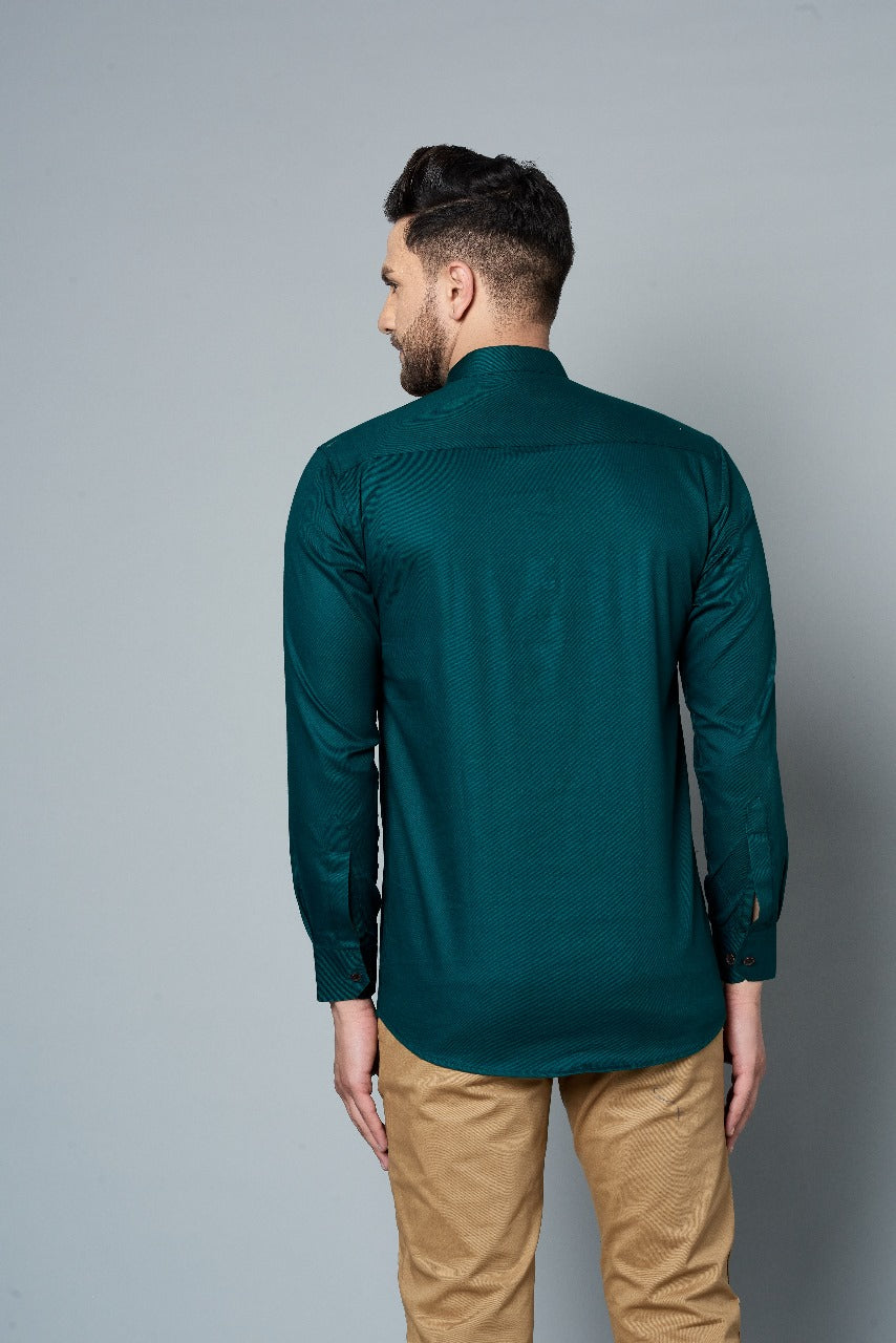 Louis Monarch Men Solid Dark Green Pure Cotton Straight Short Kurta