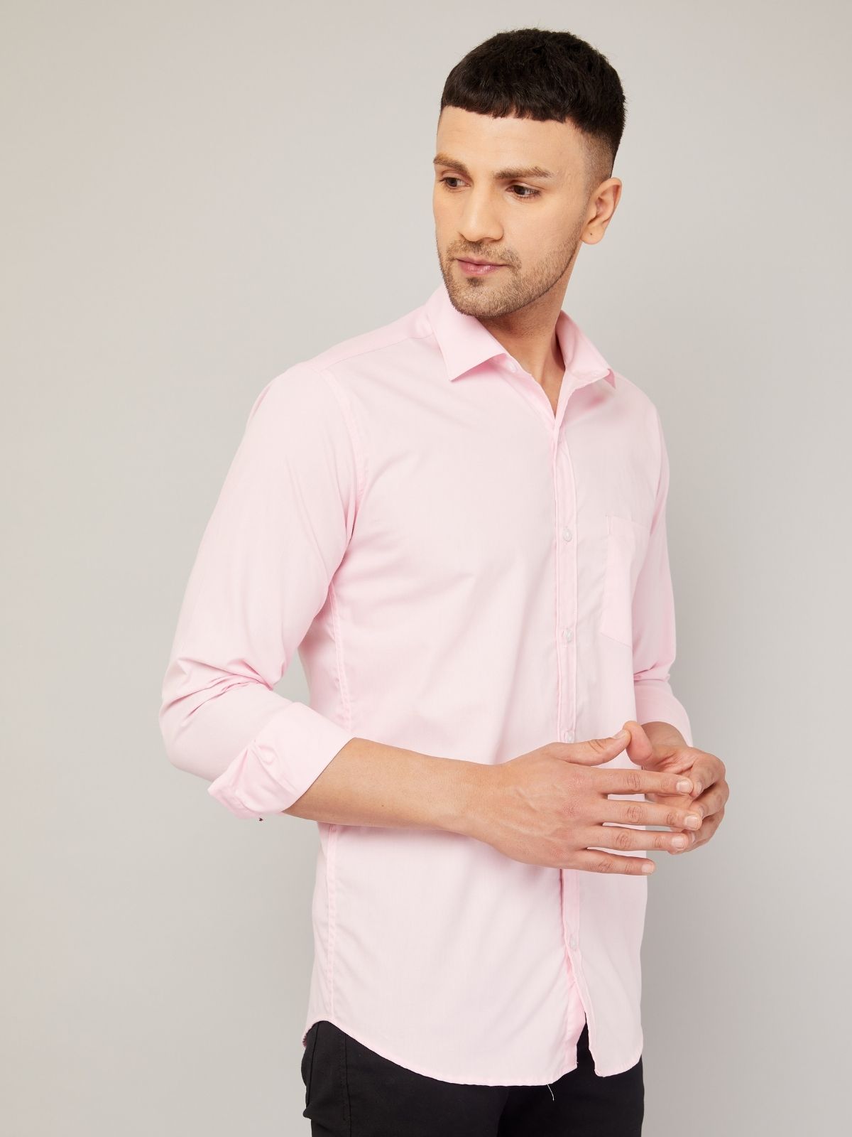 Louis Monarch Men Regular Fit Solid Spread  Collar Casual Pink Color Shirt