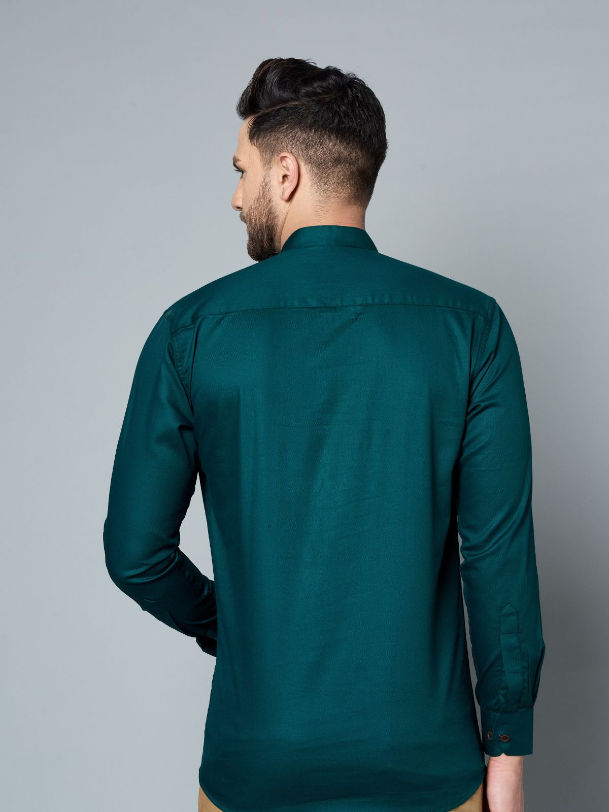 Louis Monarch Men Solid Dark Green Pure Cotton Straight Short Kurta