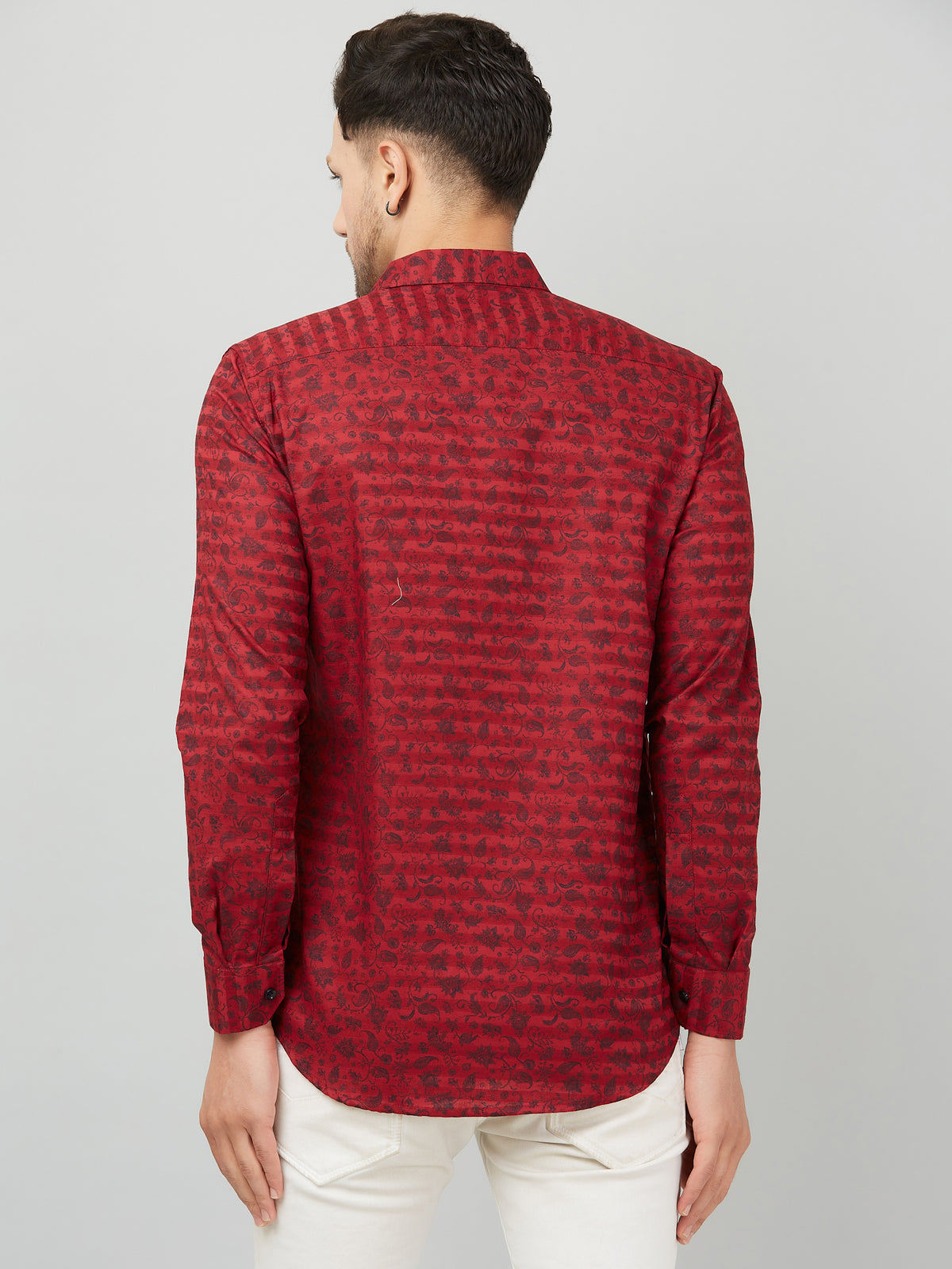 Louis Monarch Men Regular Fit Red Printed Spread Collar Casual Shirt