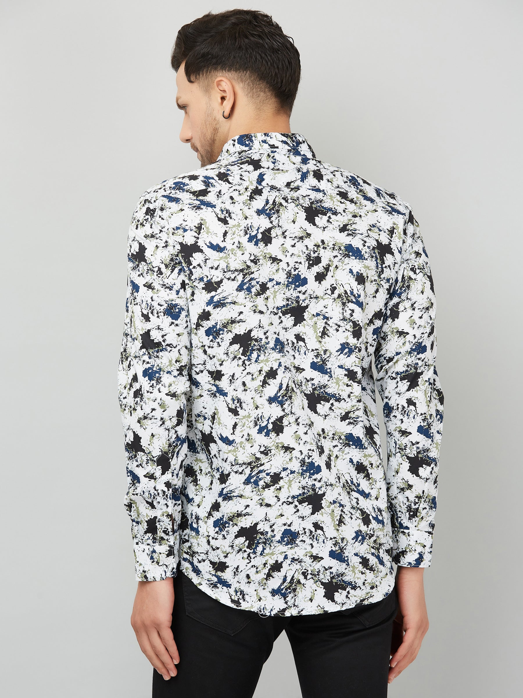 Louis Monarch Men Regular Fit White Printed Spread Collar Casual Shirt