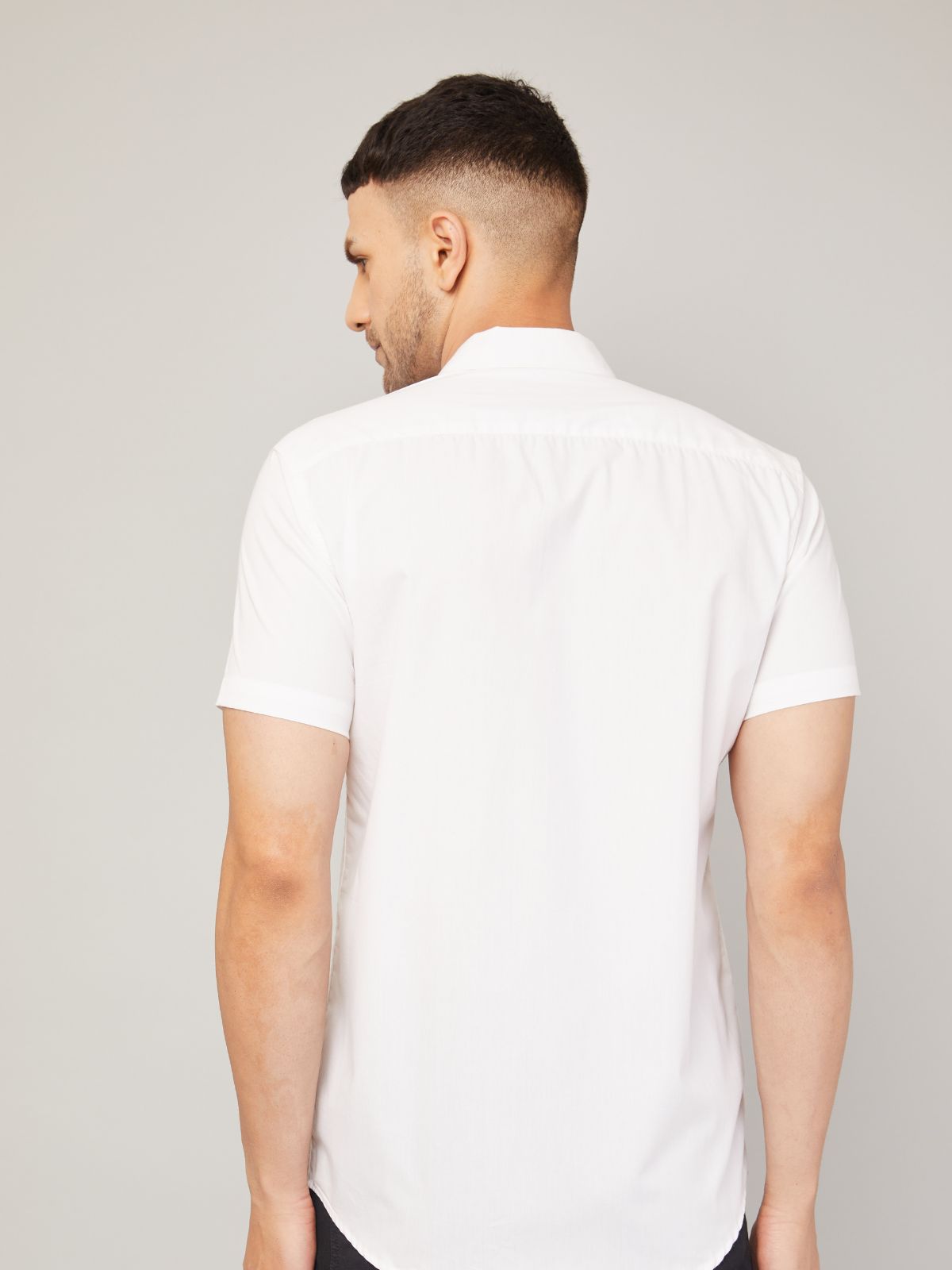 Louis Monarch Men Regular Fit Solid White Spread Collar Casual Half Shirt