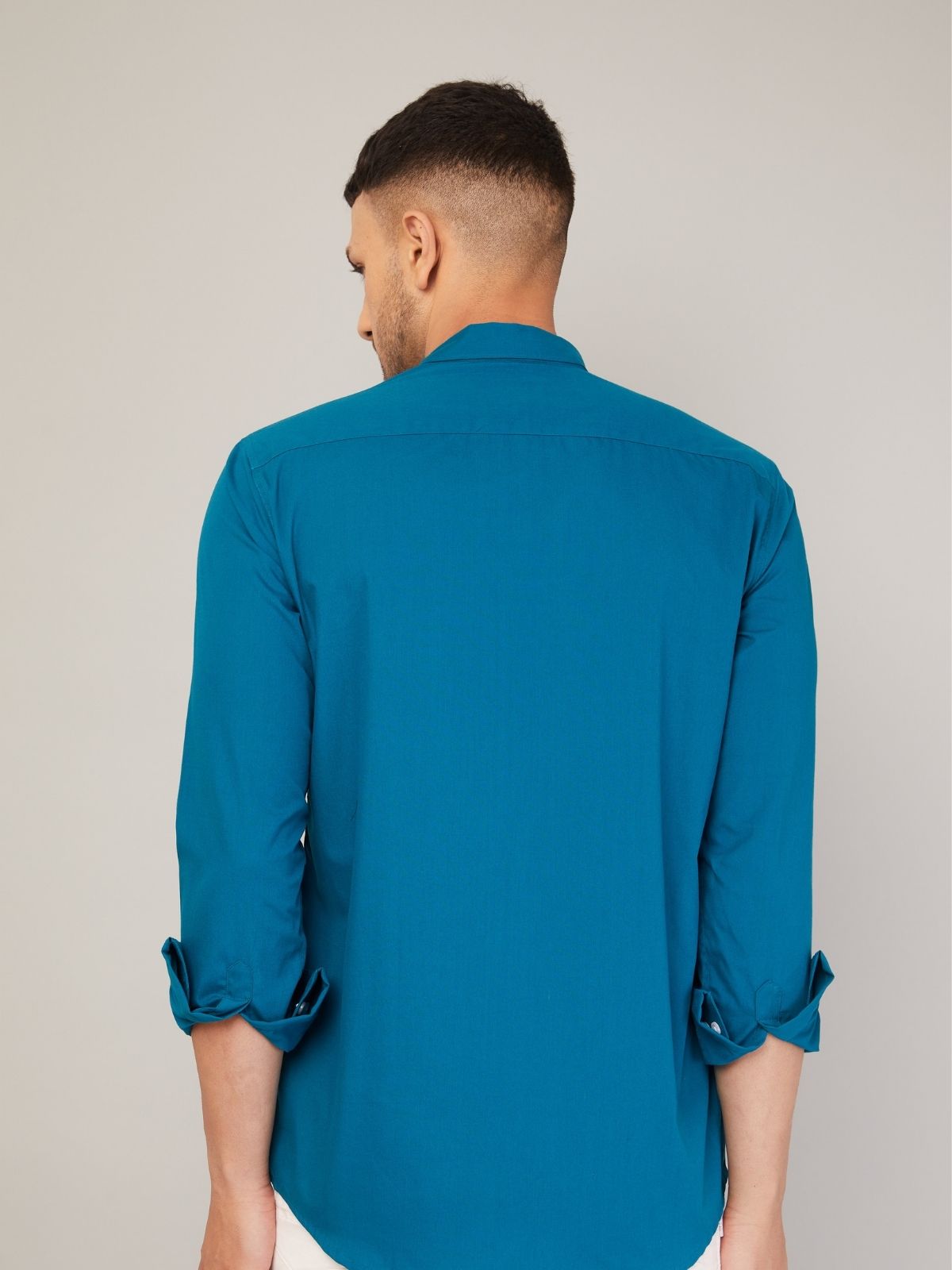 Louis Monarch Men Regular Fit Solid Spread  Collar Casual Airforce Color Shirt