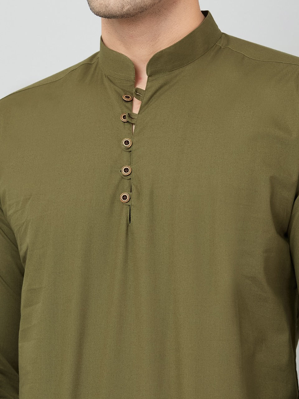 Louis Monarch Men Solid Green Pure Cotton Straight Short Kurta