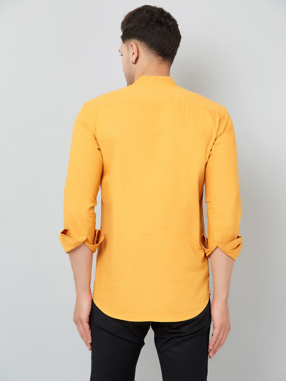 Louis Monarch Men Solid Yellow Pure Cotton Straight Short Kurta