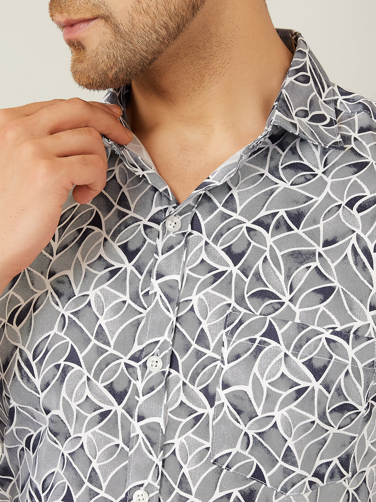 Louis Monarch Men Regular Fit White Printed Spread Collar Casual Shirt