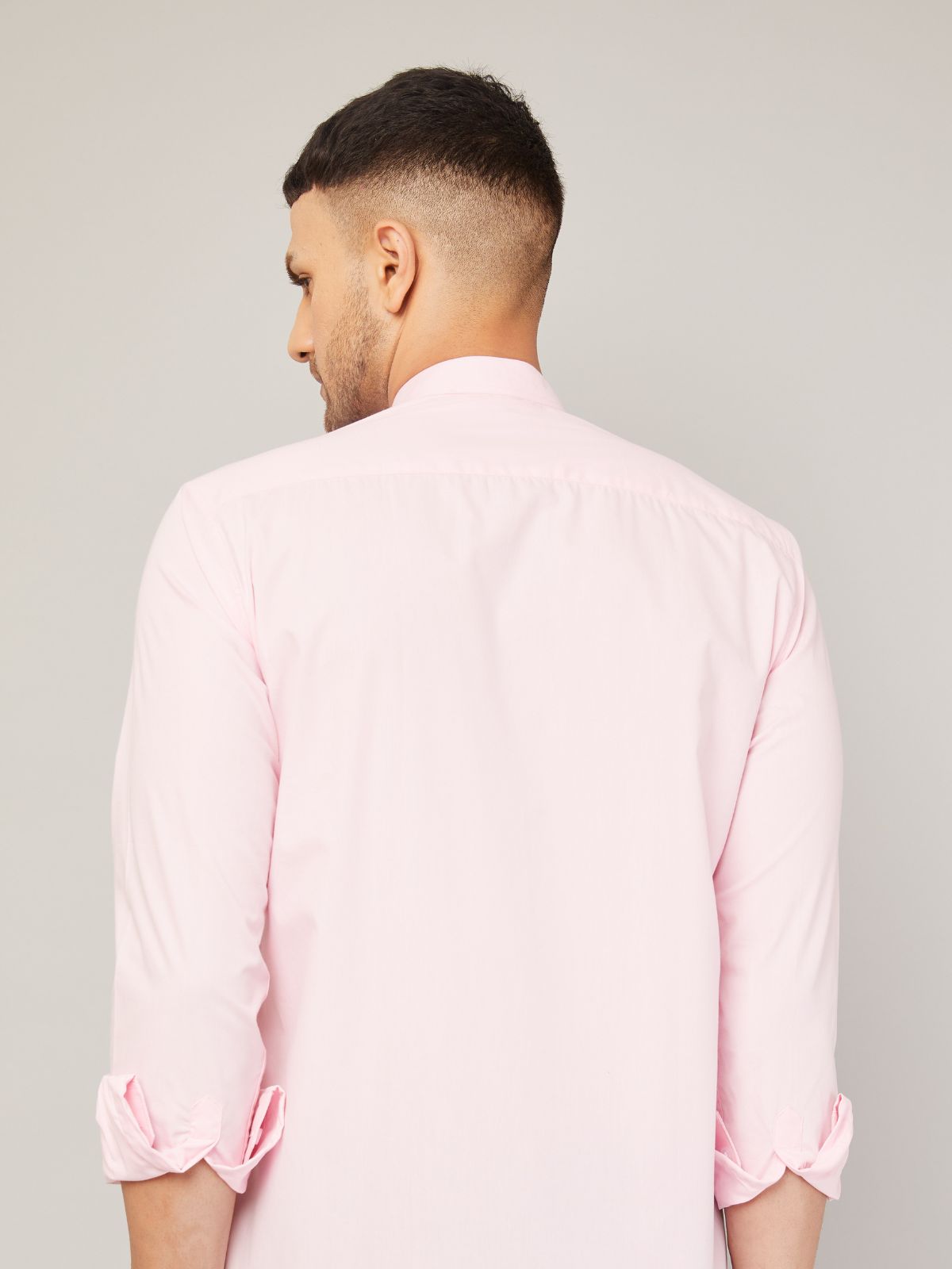 Louis Monarch Men Regular Fit Solid Pink Mandarin Collar Casual Shirt