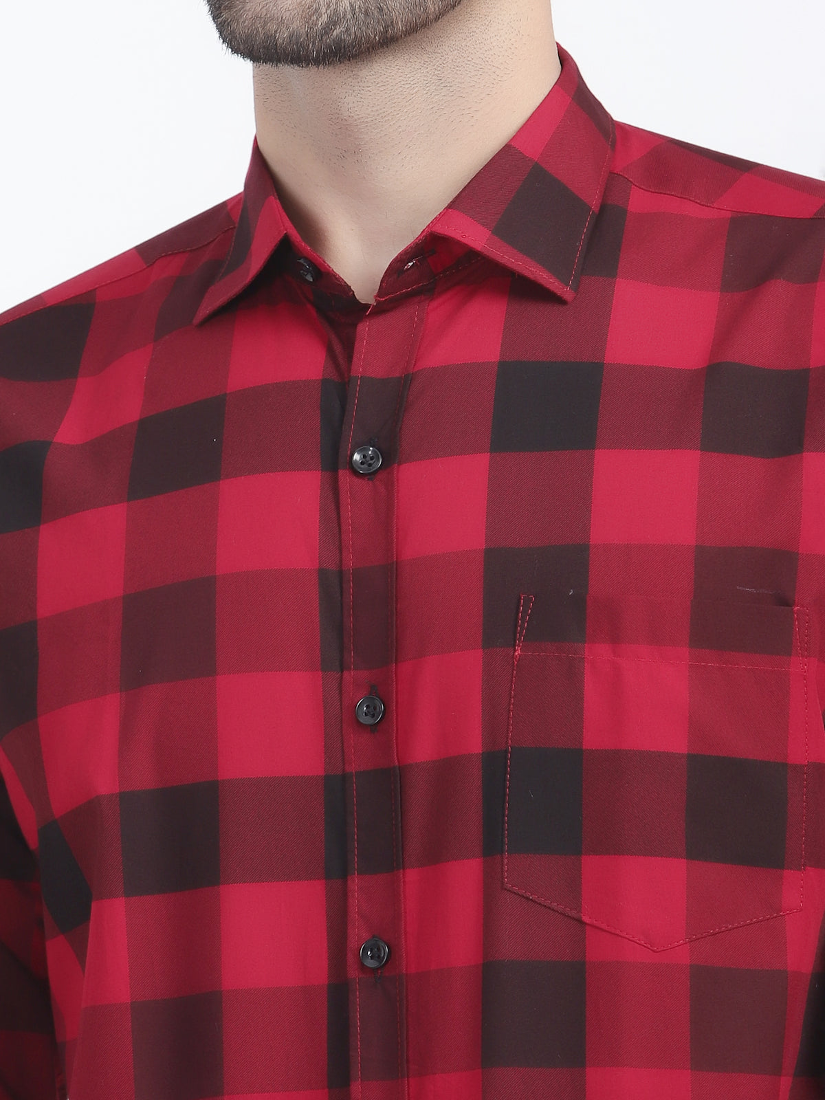 Louis Monarch Men Regular Fit Red Checkered Spread Collar Casual Shirt