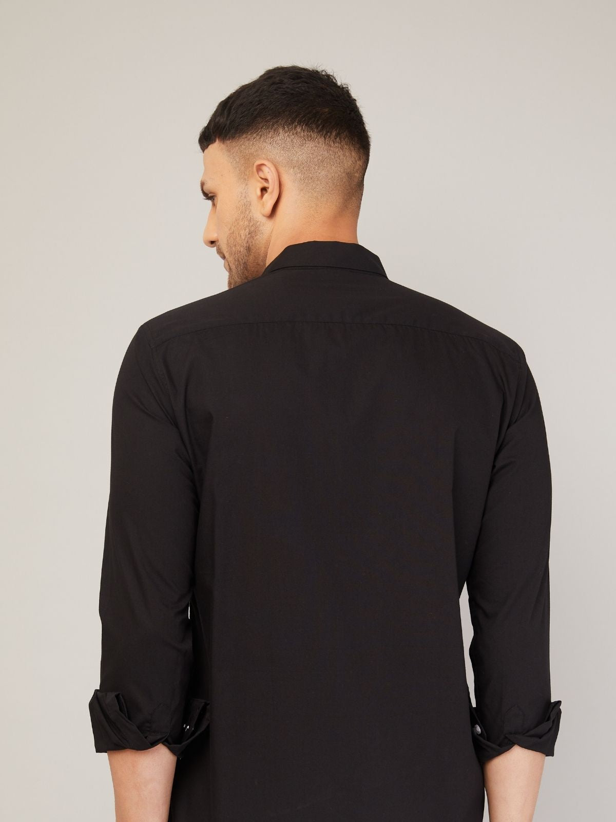 Louis Monarch Men Regular Fit Solid Spread  Collar Casual Black Color Shirt