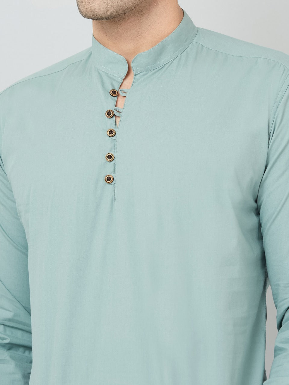 Louis Monarch Men Solid Pista Pure Cotton Straight Short Kurta