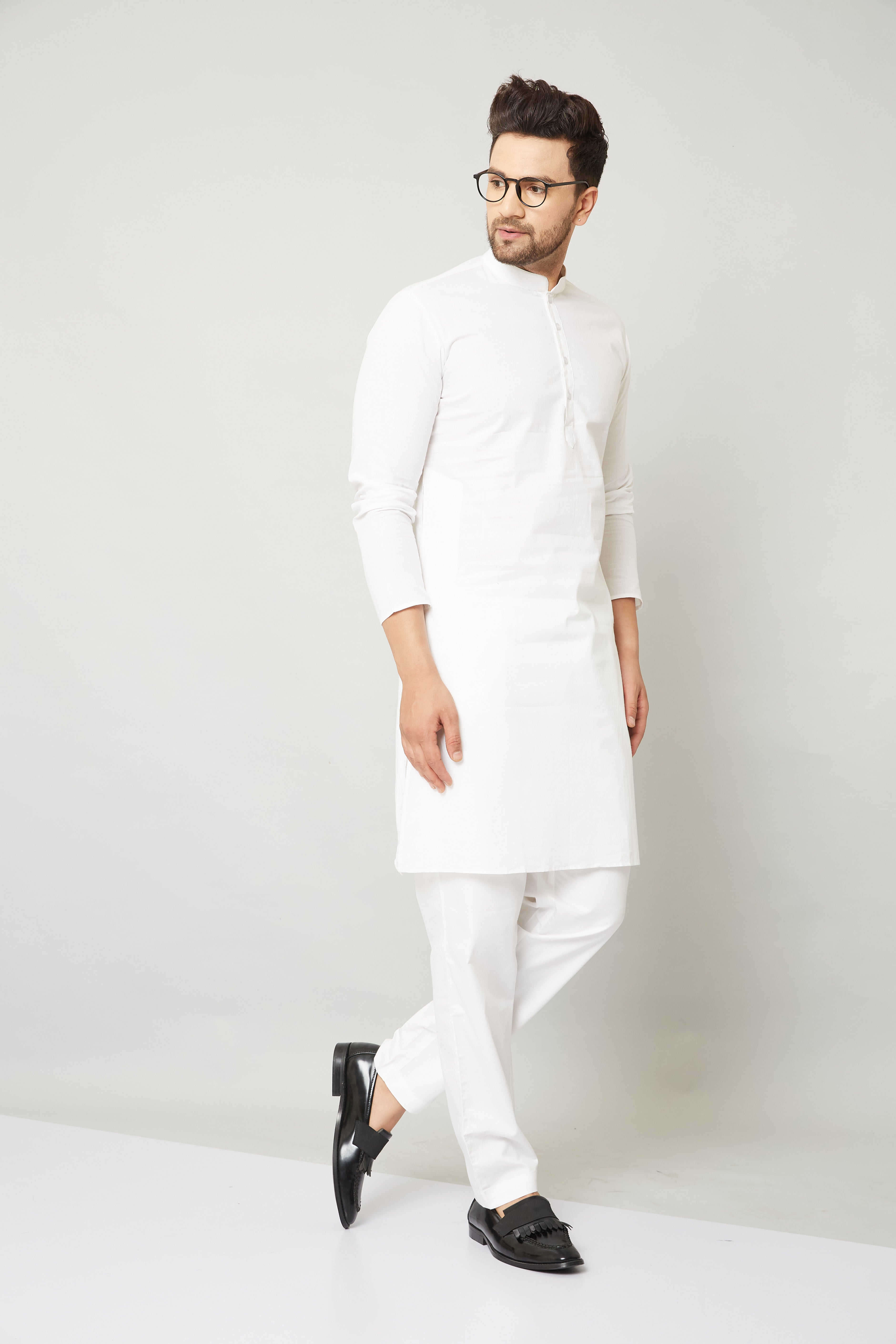 Louis Monarch Men White Linen Pure Cotton Straight Kurta