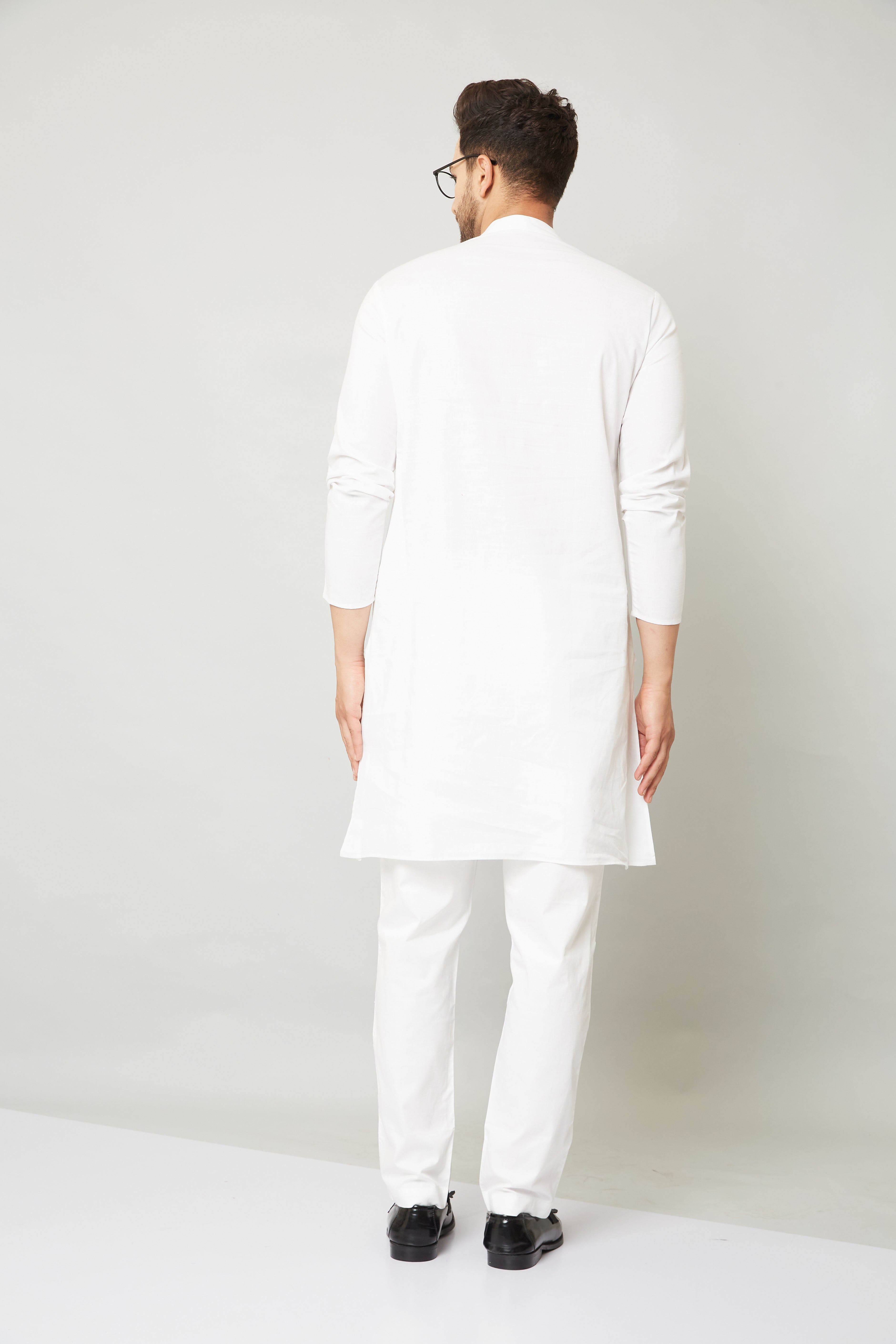 Louis Monarch Men White Linen Pure Cotton Straight Kurta