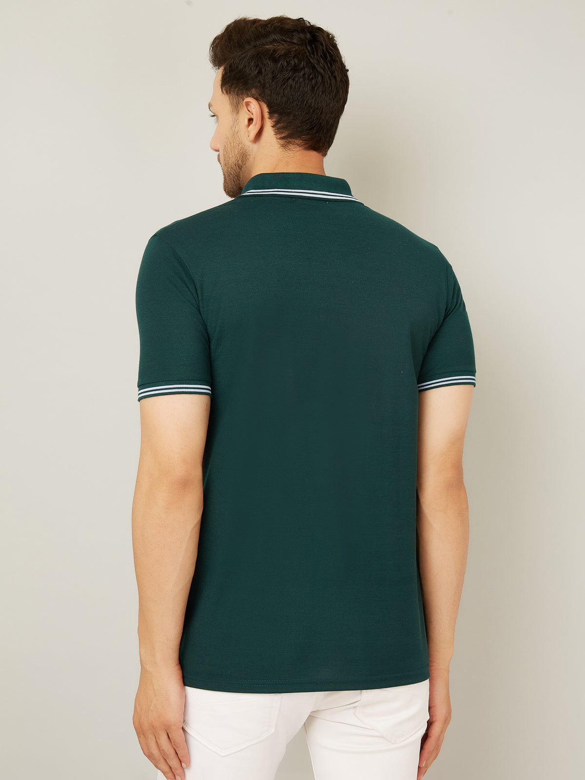 Louis Monarch Men Polo Neck Cotton Blend Dark Green T-Shirt
