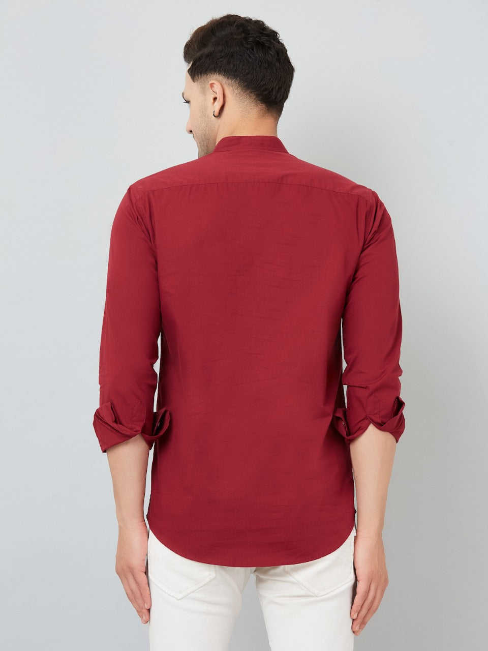 Louis Monarch Men Solid Maroon Pure Cotton Straight Short Kurta