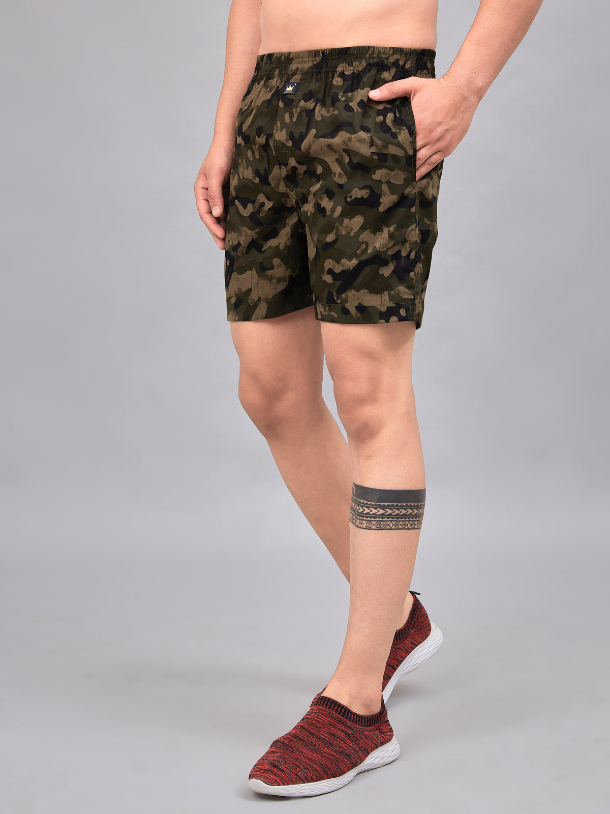 Louis Monarch Green Camouflage Print And Side Pocket Printed Men Boxer