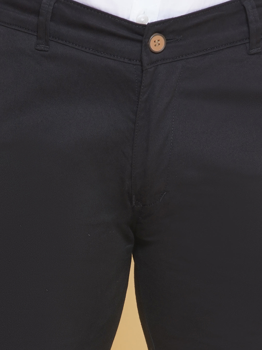 Louis Monarch Men Regular Fit Black Pure Cotton Trousers