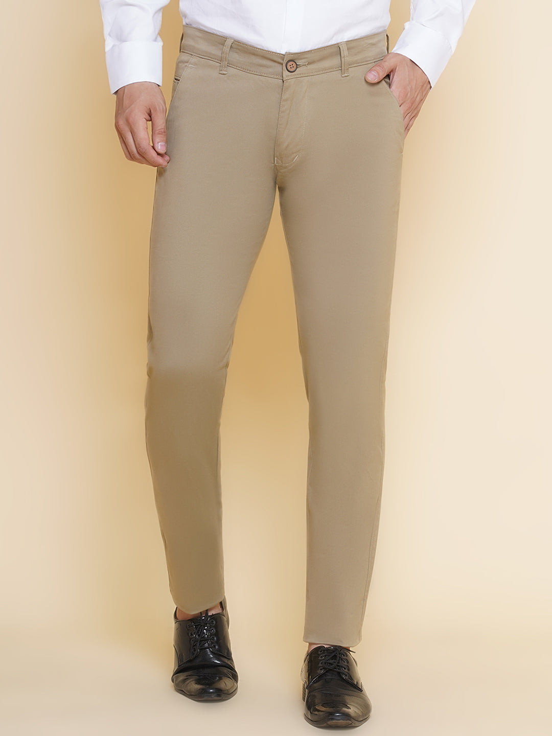 Louis Monarch Men Regular Fit Chiku Pure Cotton Trousers
