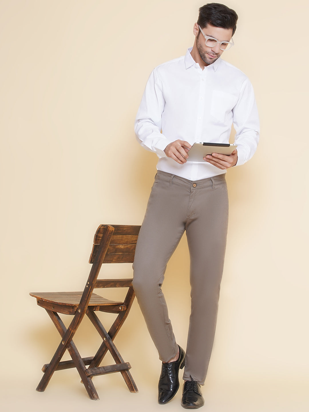 Louis Monarch Men Regular Fit Coffie Pure Cotton Trousers