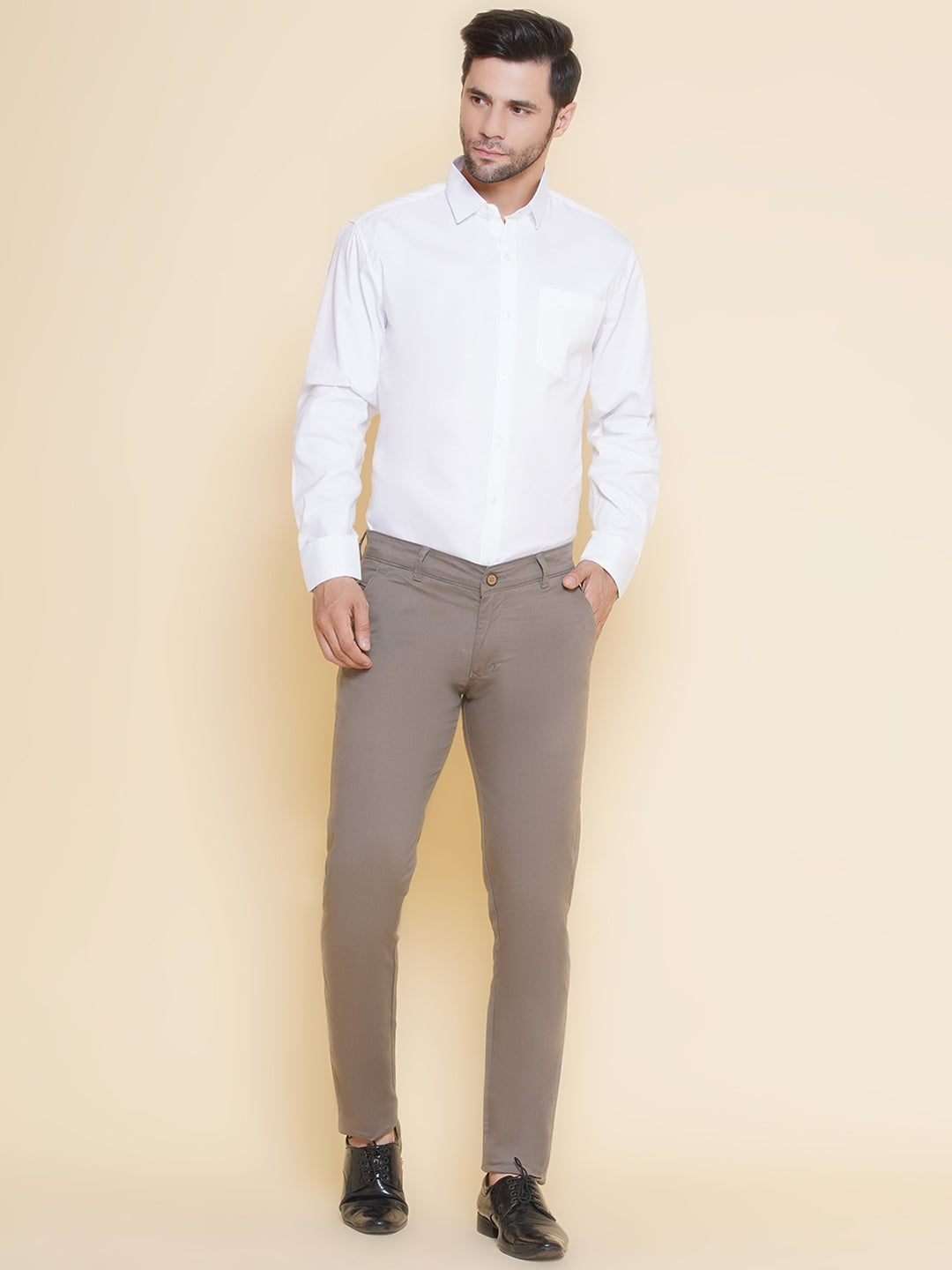 Louis Monarch Men Regular Fit Coffie Pure Cotton Trousers