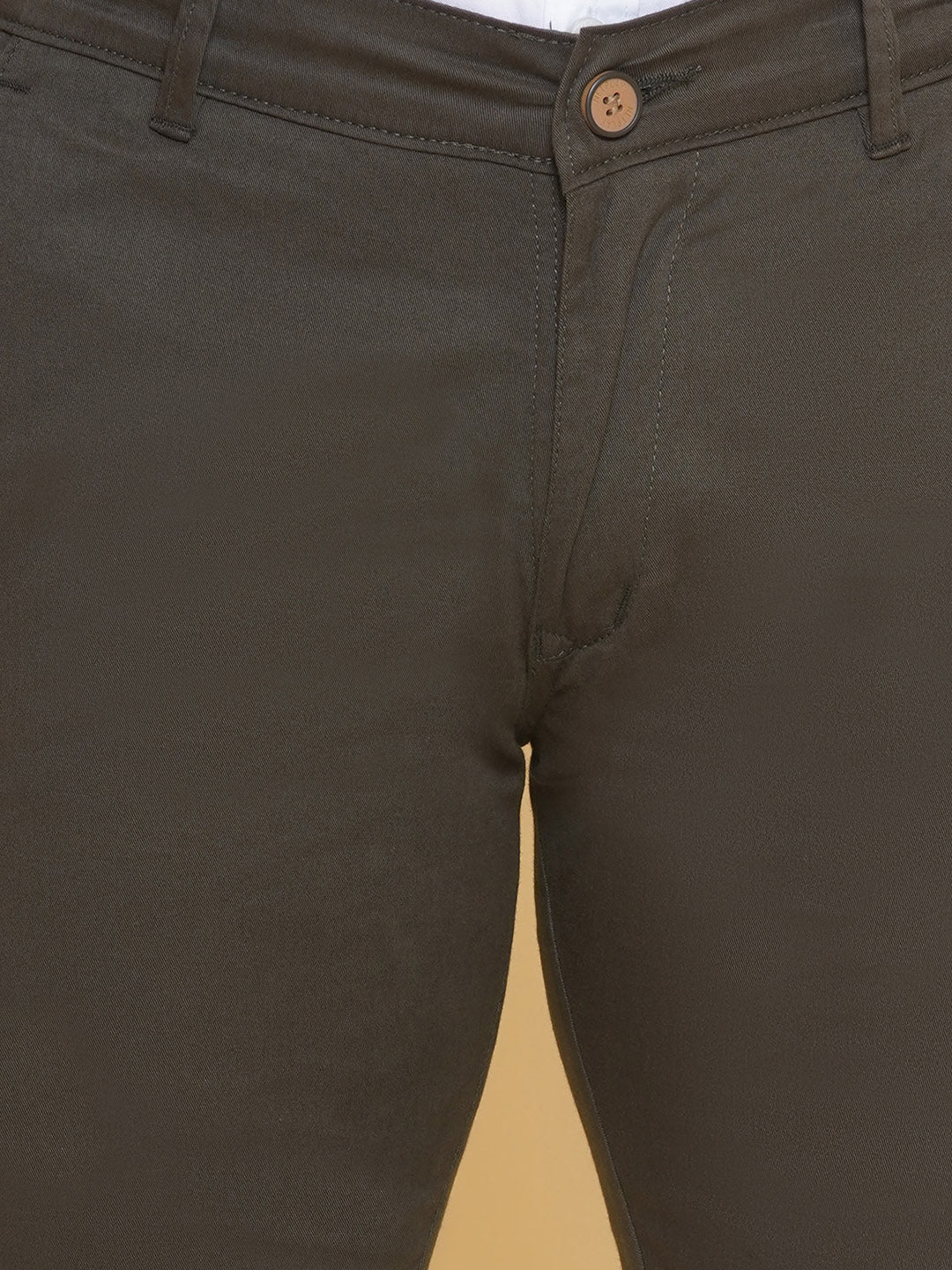 Louis Monarch Men Regular Fit Olive Pure Cotton Trousers