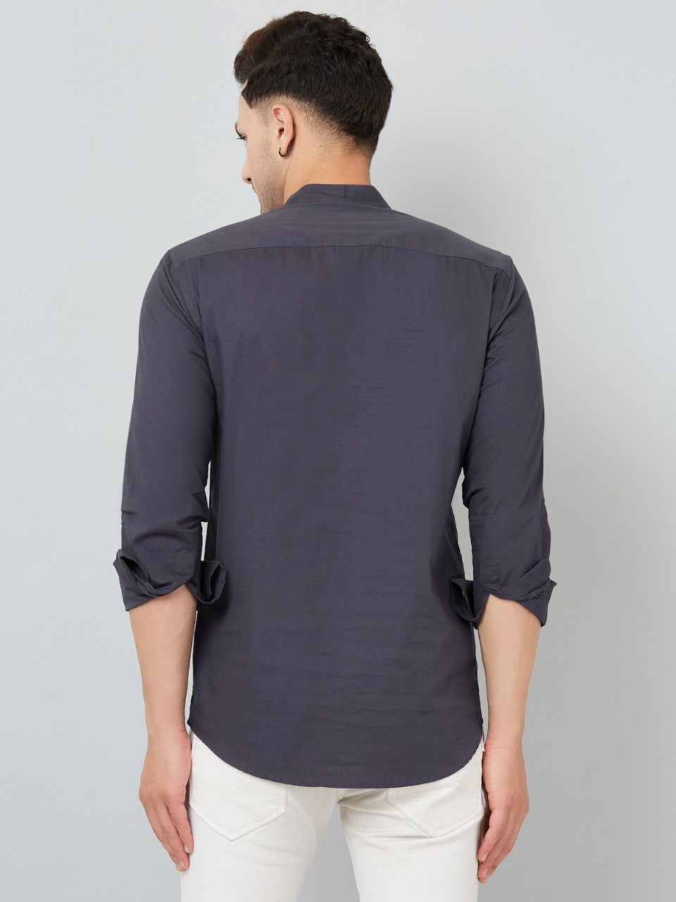 Louis Monarch Men Solid Grey Pure Cotton Straight Short Kurta