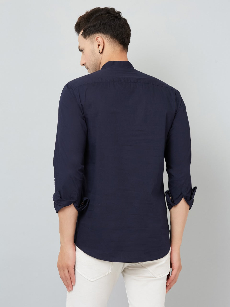 Louis Monarch Men Solid Navy Blue Pure Cotton Straight Short Kurta