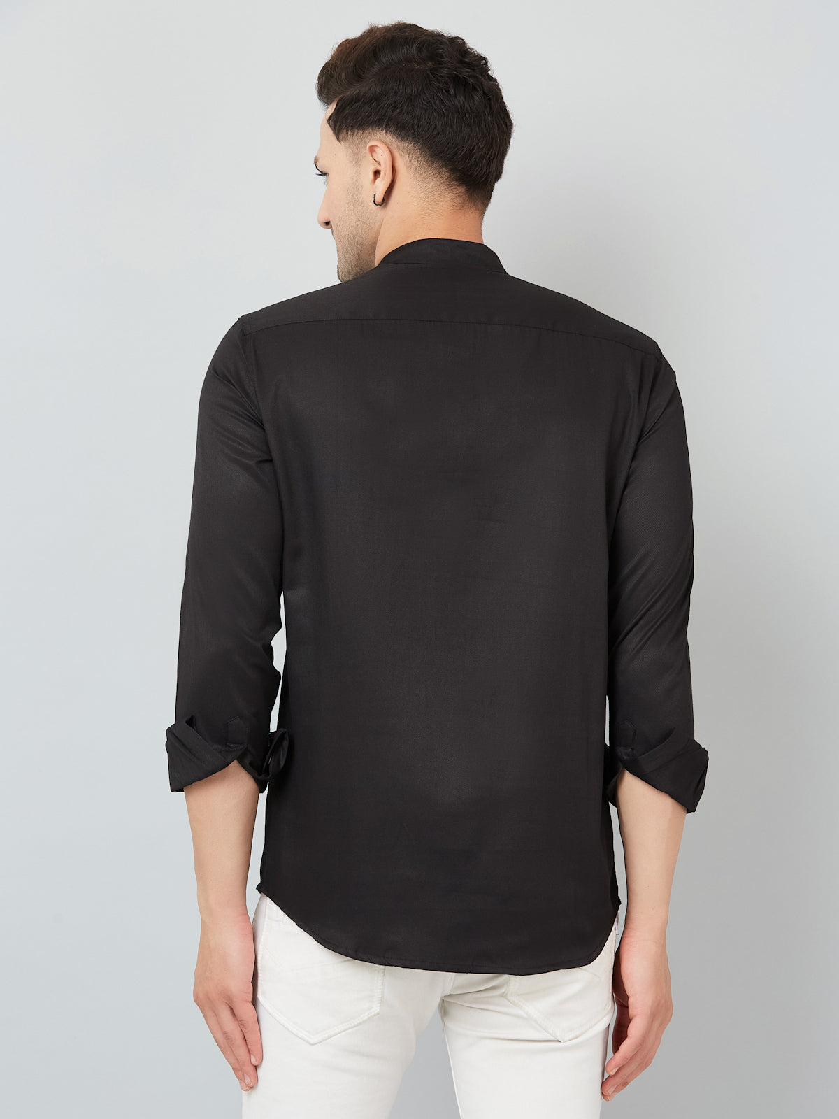 Louis Monarch Men Solid Black Pure Cotton Straight Short Kurta