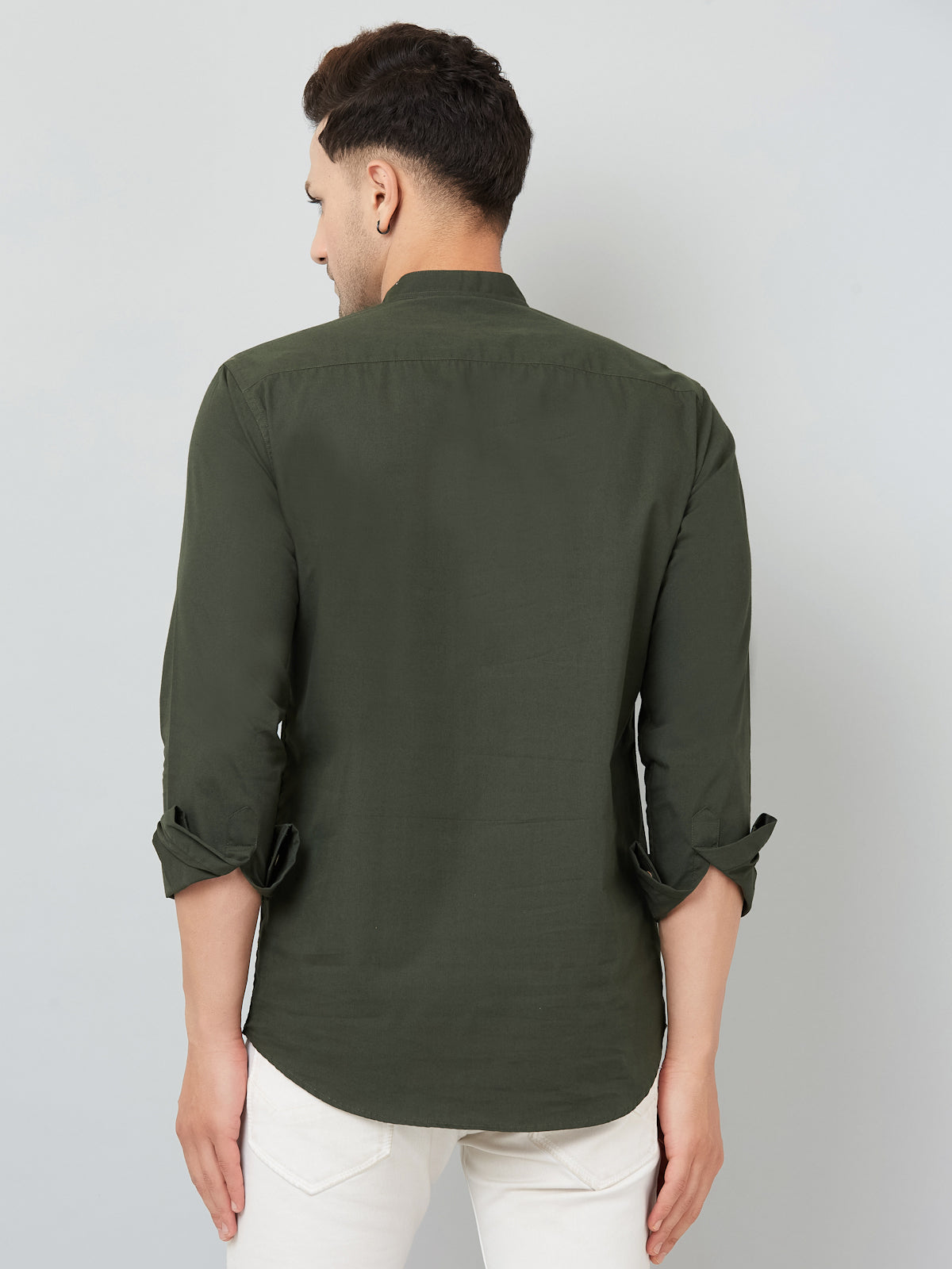 Louis Monarch Men Solid Green Pure Cotton Straight Short Kurta