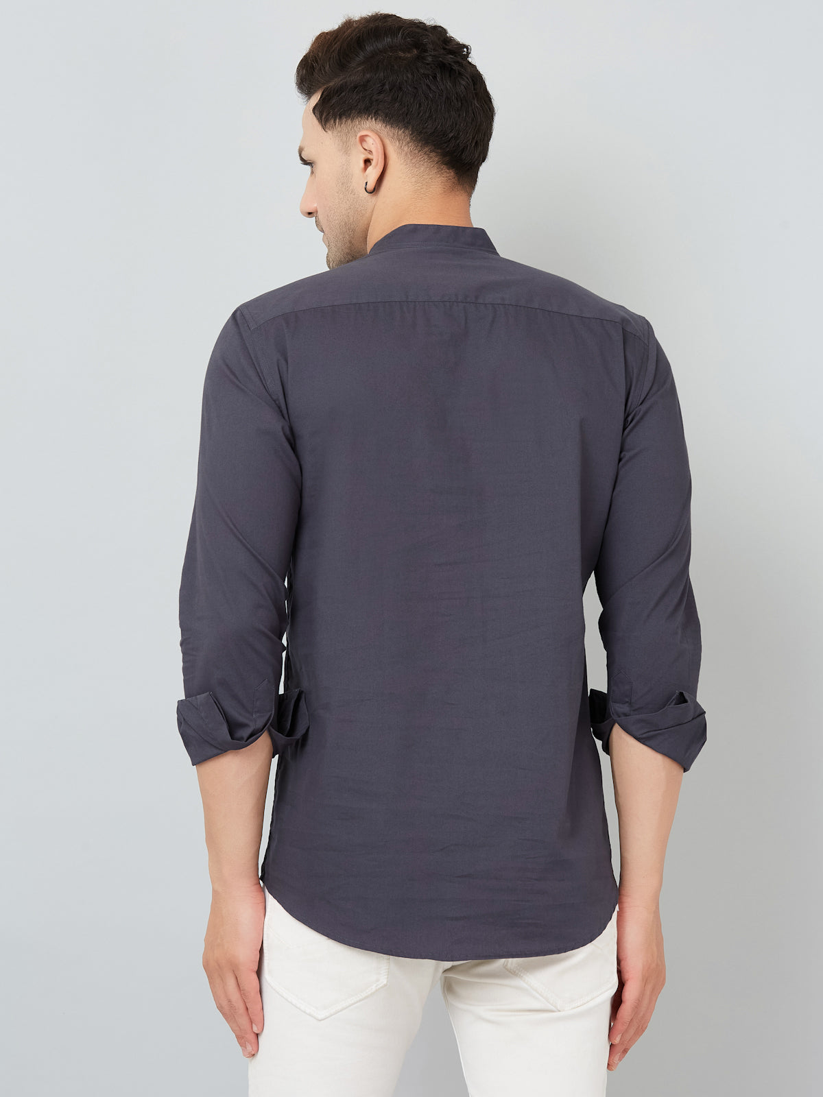 Louis Monarch Men Solid Grey Pure Cotton Straight Short Kurta