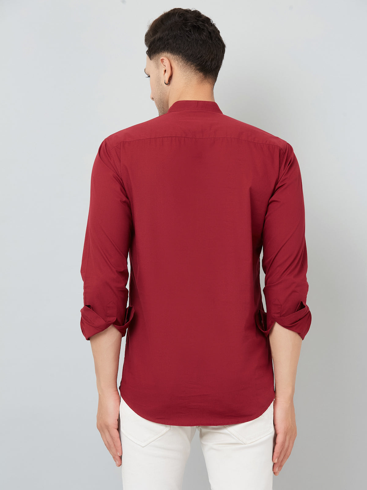 Louis Monarch Men Solid Maroon Pure Cotton Straight Short Kurta