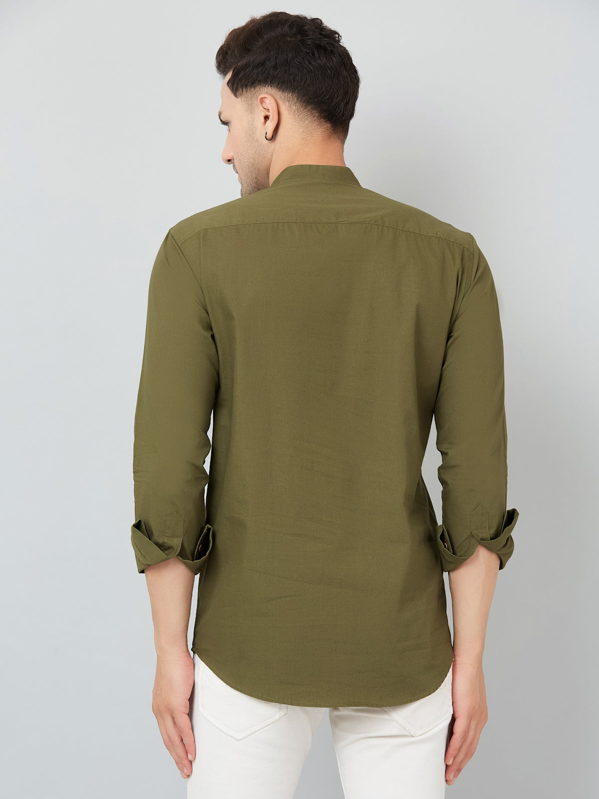 Louis Monarch Men Solid Green Pure Cotton Straight Short Kurta